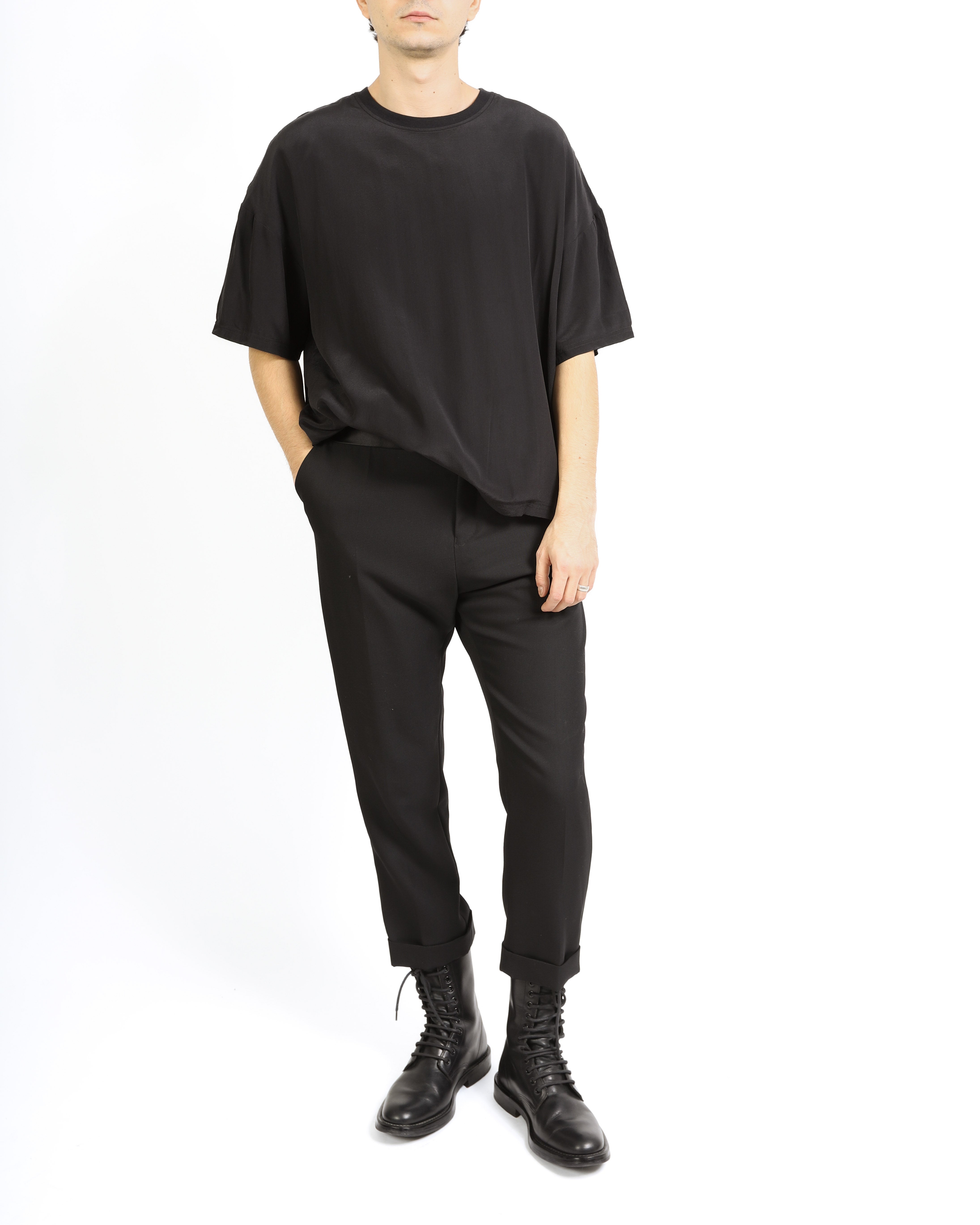 SS18 Oversized Boxy T-Shirt in Black Silk