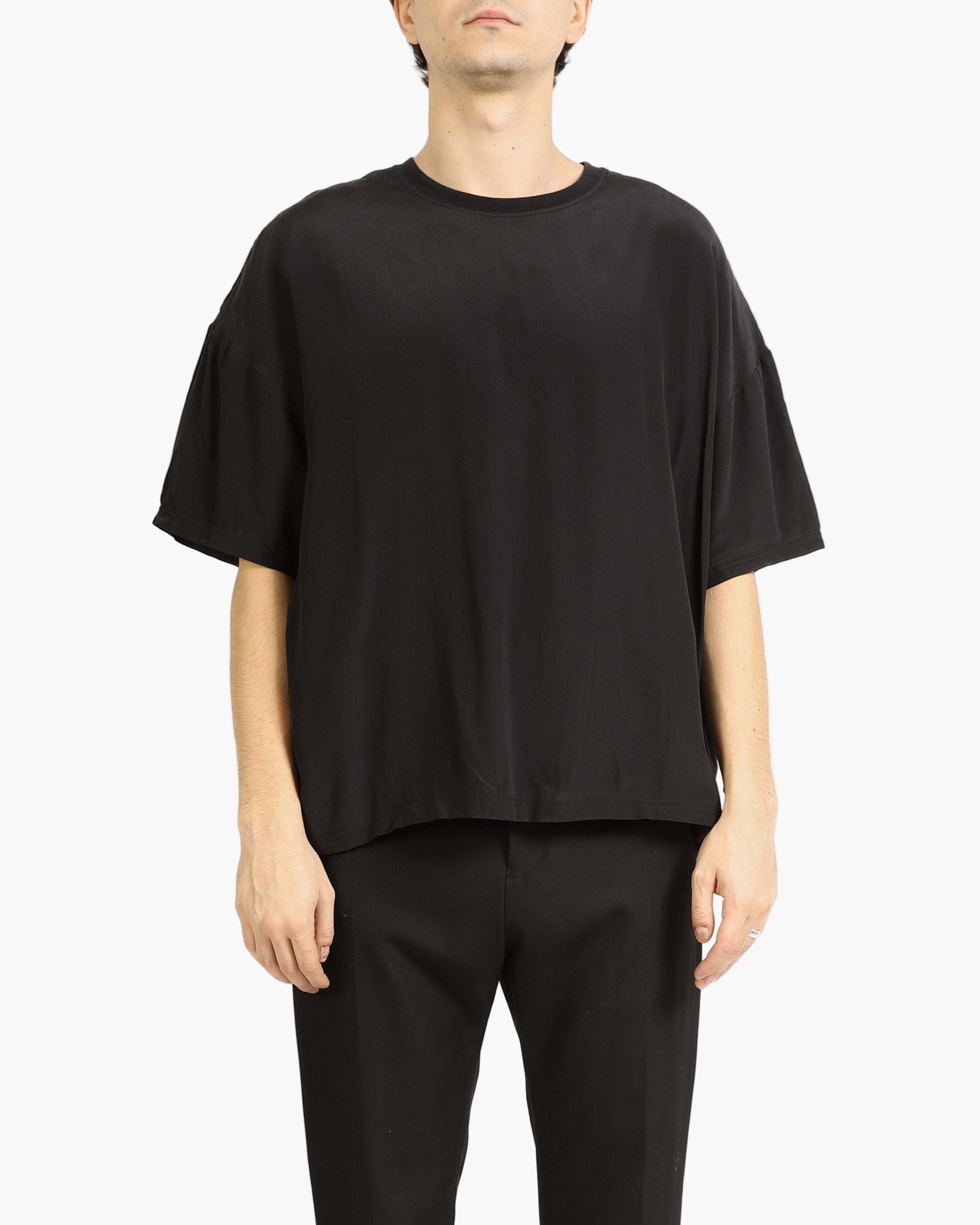 SS18 Oversized Boxy T-Shirt in Black Silk