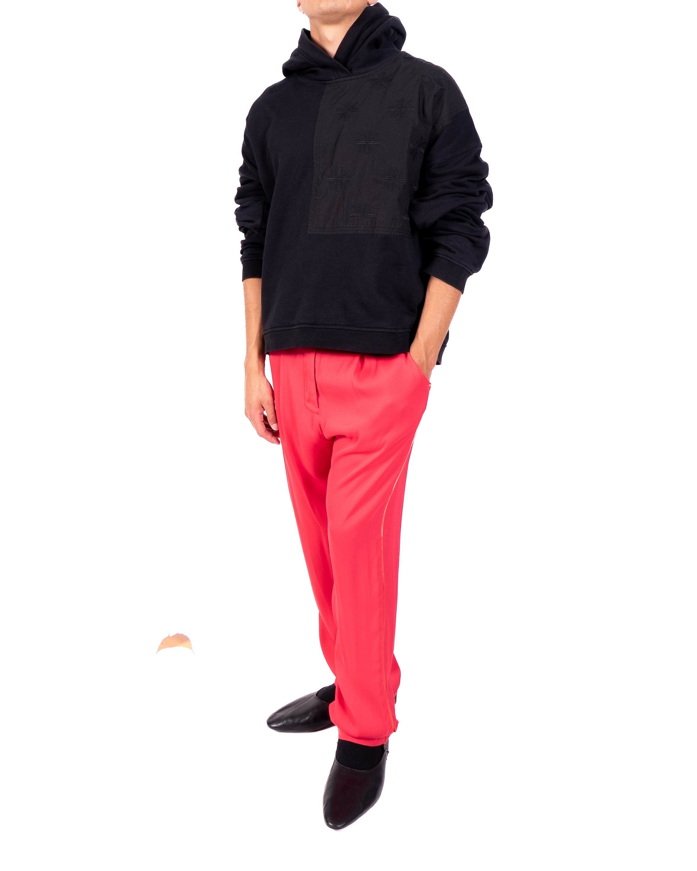 SS20 Oversized Embroidered Perth Hoodie in Black Perth