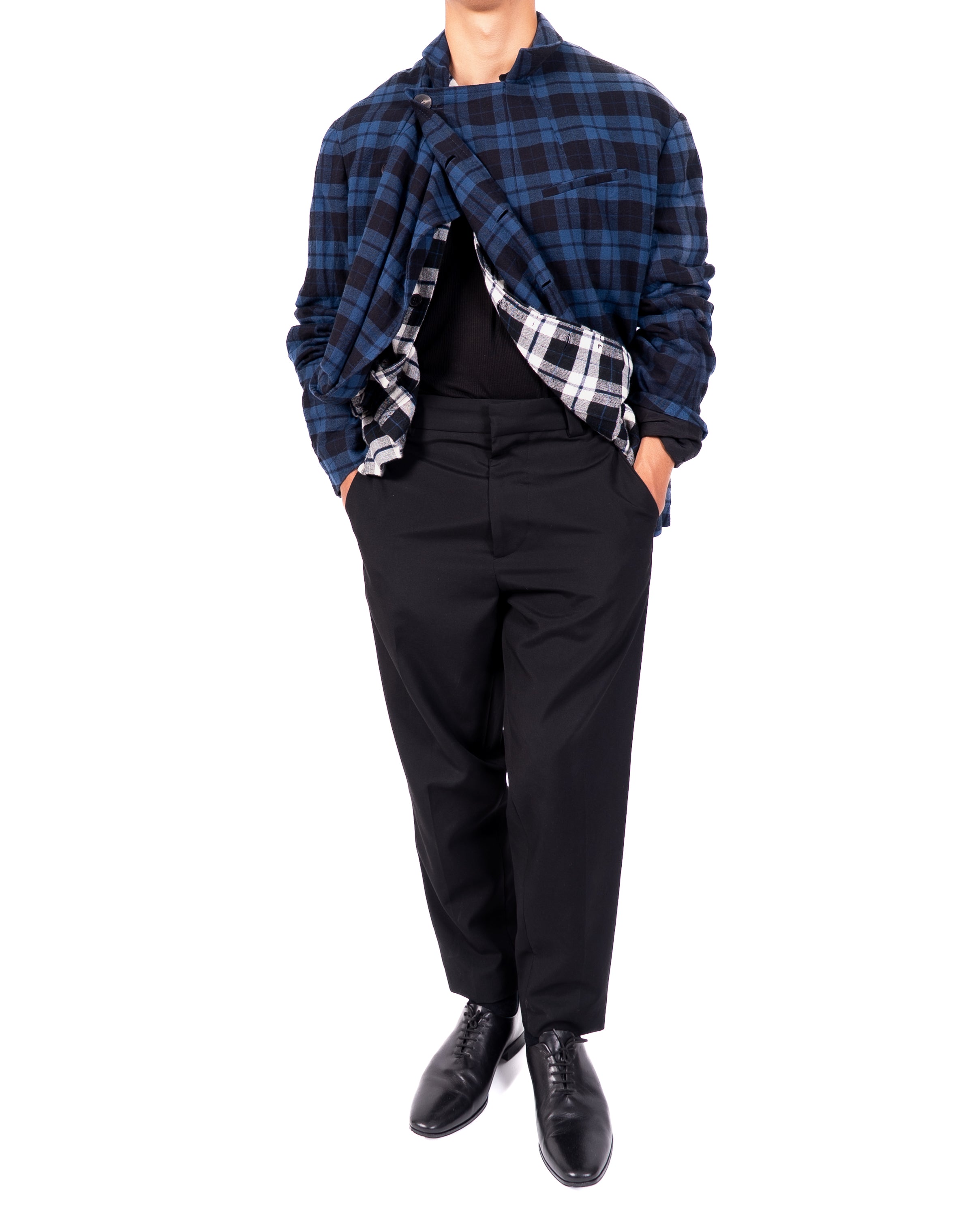 FW17 Round Closure Jacket in Checked Wool
