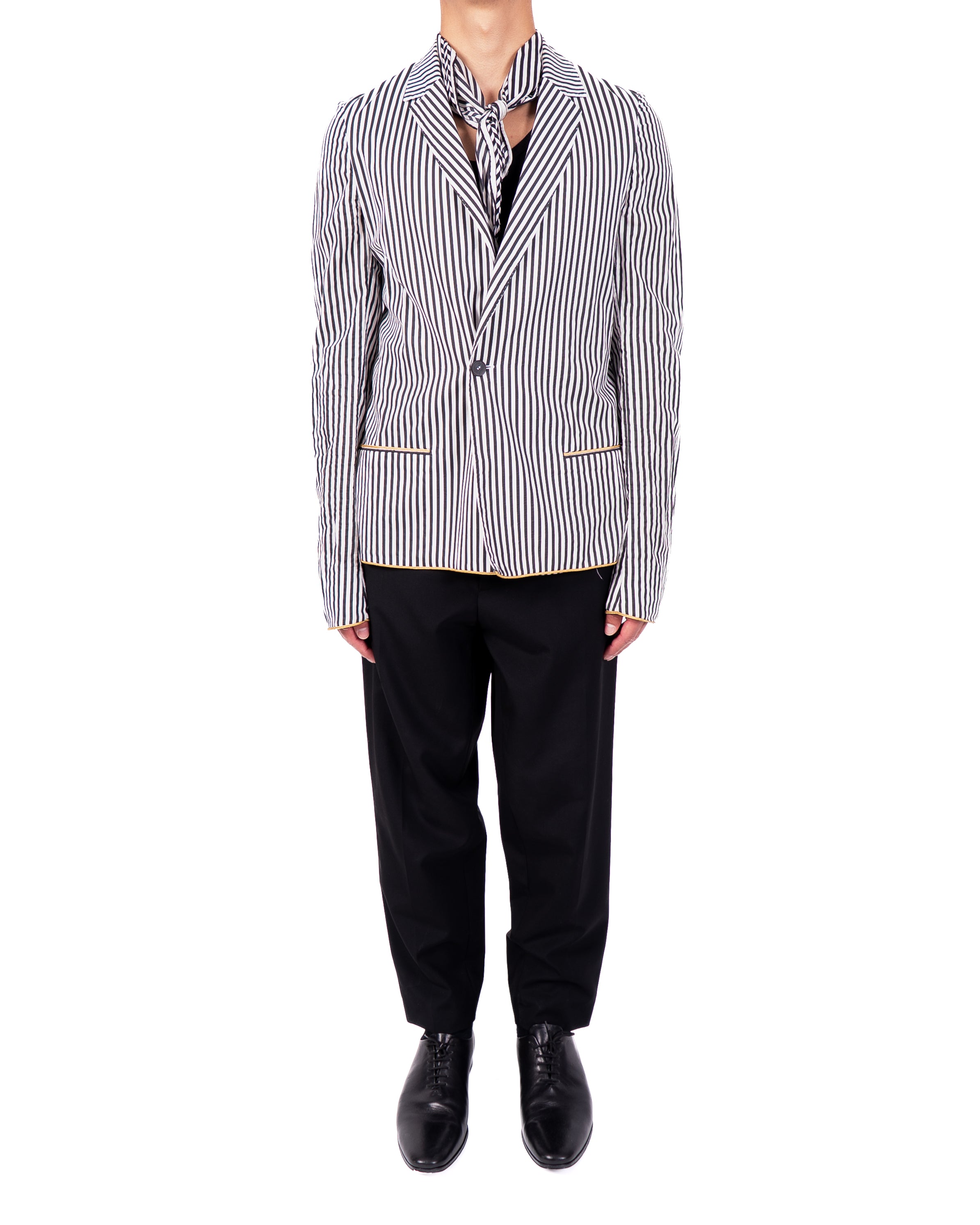 SS16 Unlined Blazer in Black & White Popeline Cotton