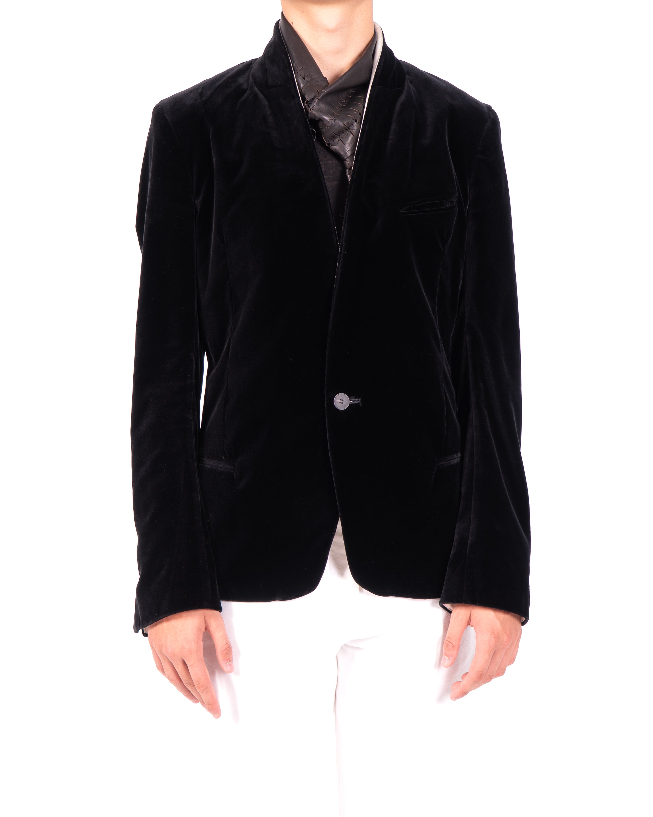 FW14 Contrasting Shawl Collar Blazer in Black Velvet