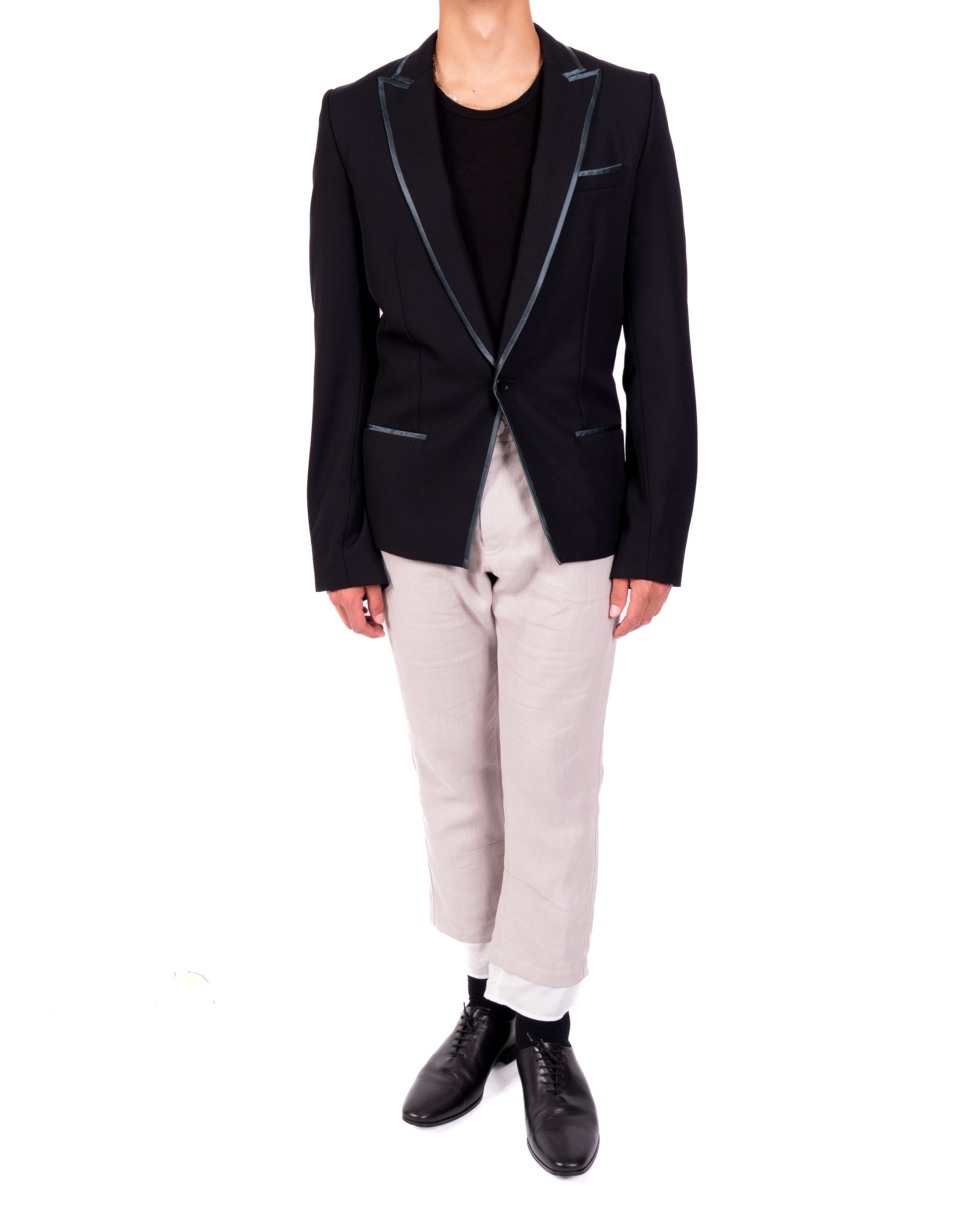 SS14 Classic Silk Lined Blazer in Black Wool