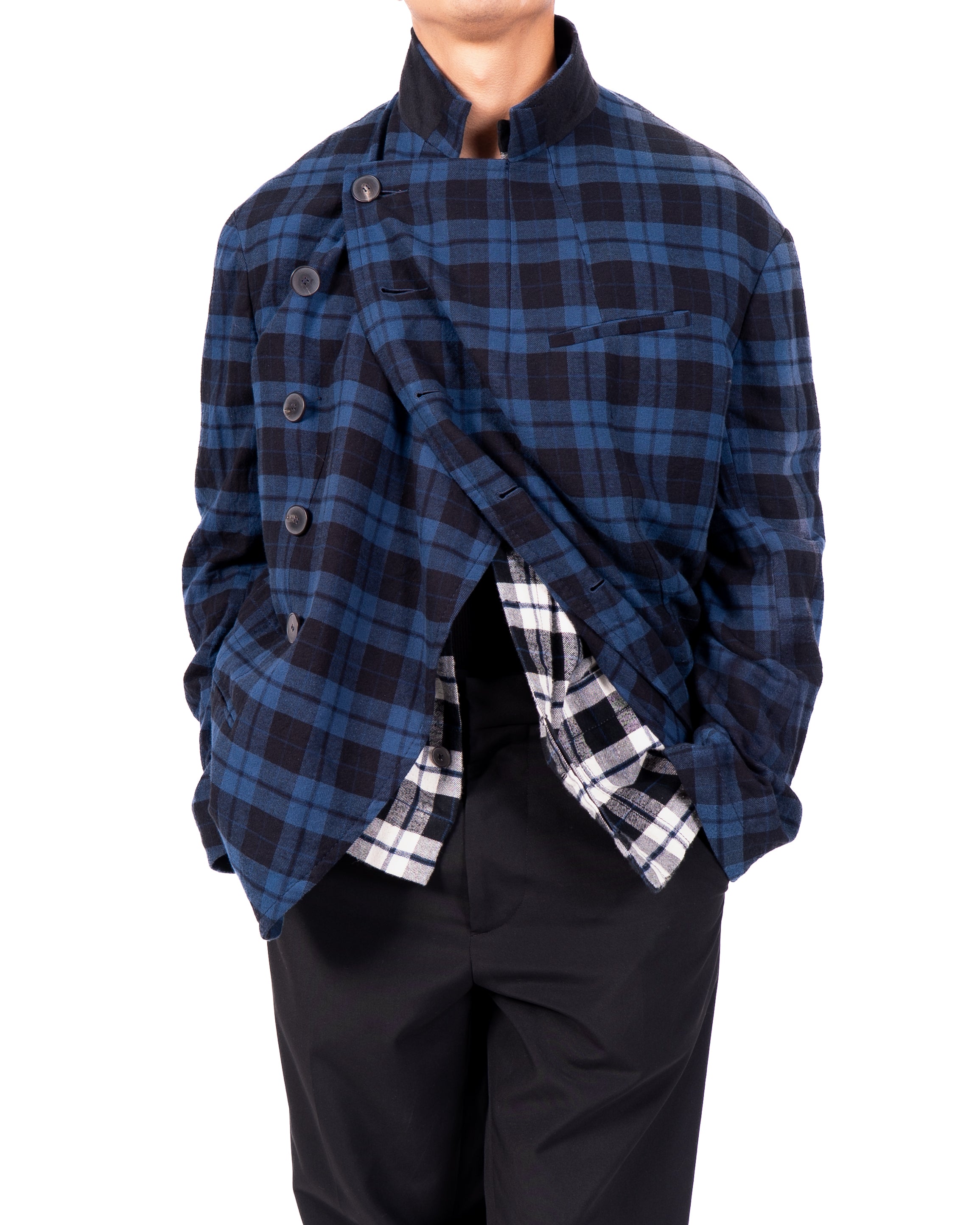 FW17 Round Closure Jacket in Checked Wool