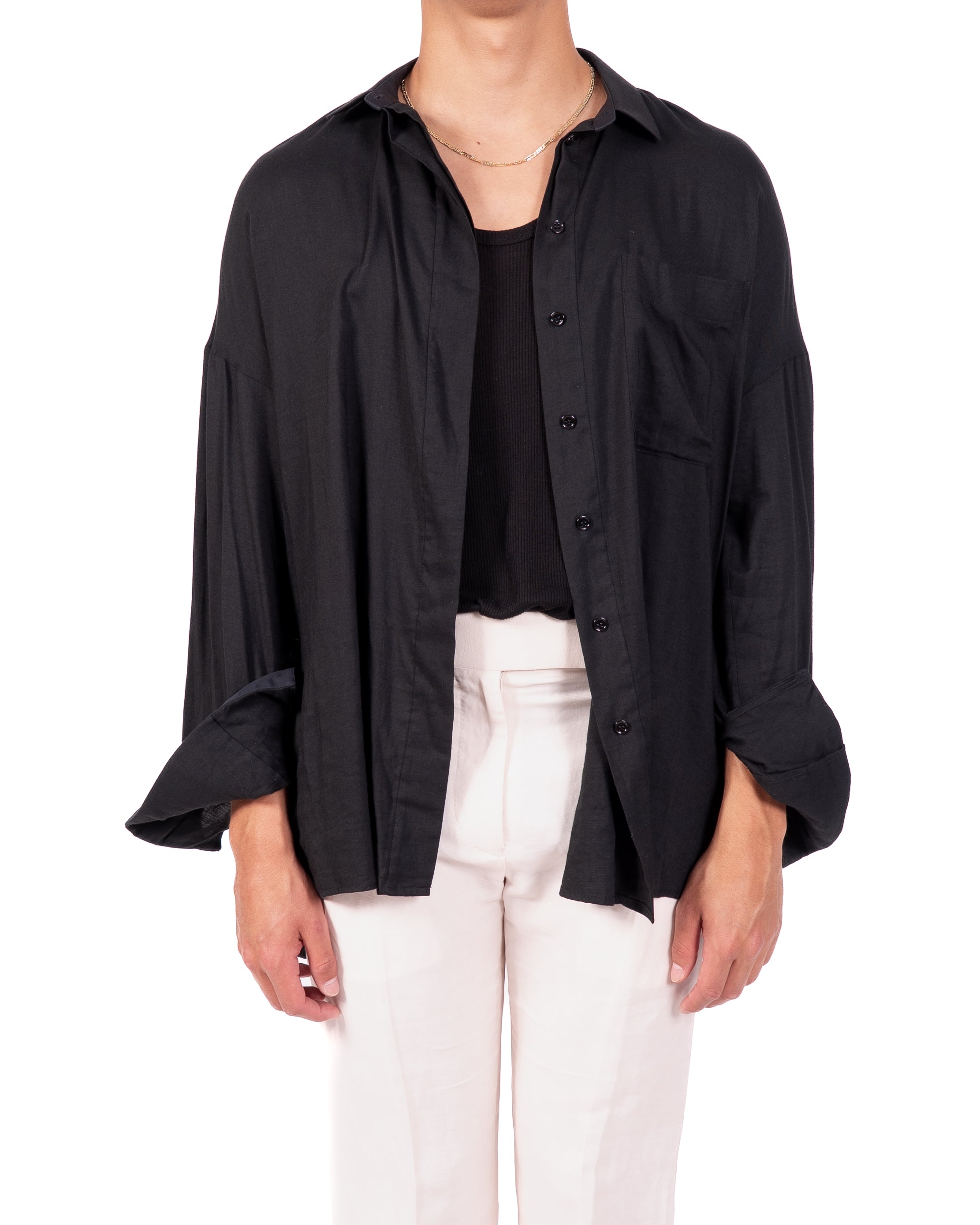 SS18 Oversized Shirt in Black Viscose