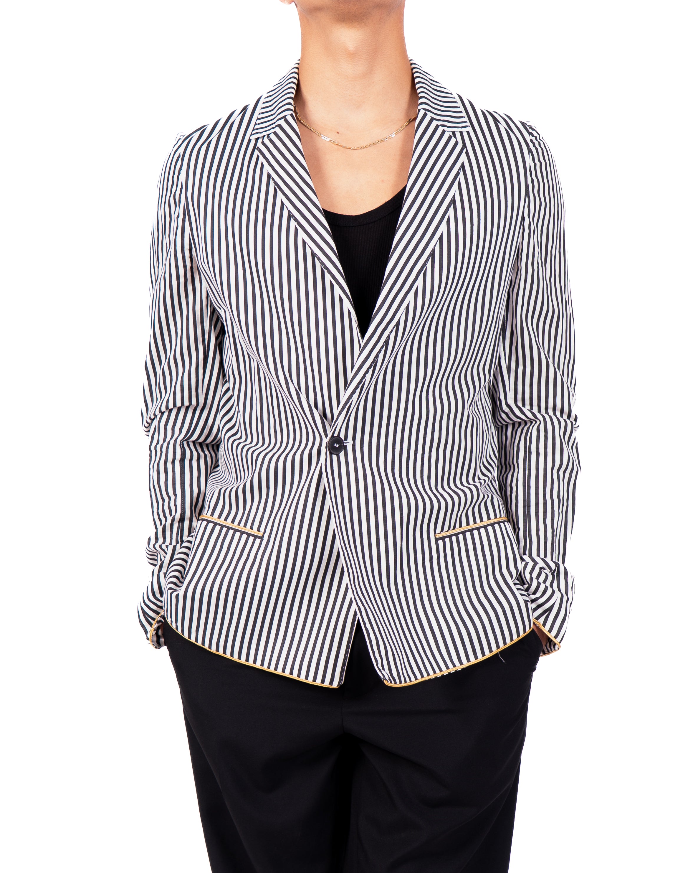SS16 Unlined Blazer in Black & White Popeline Cotton