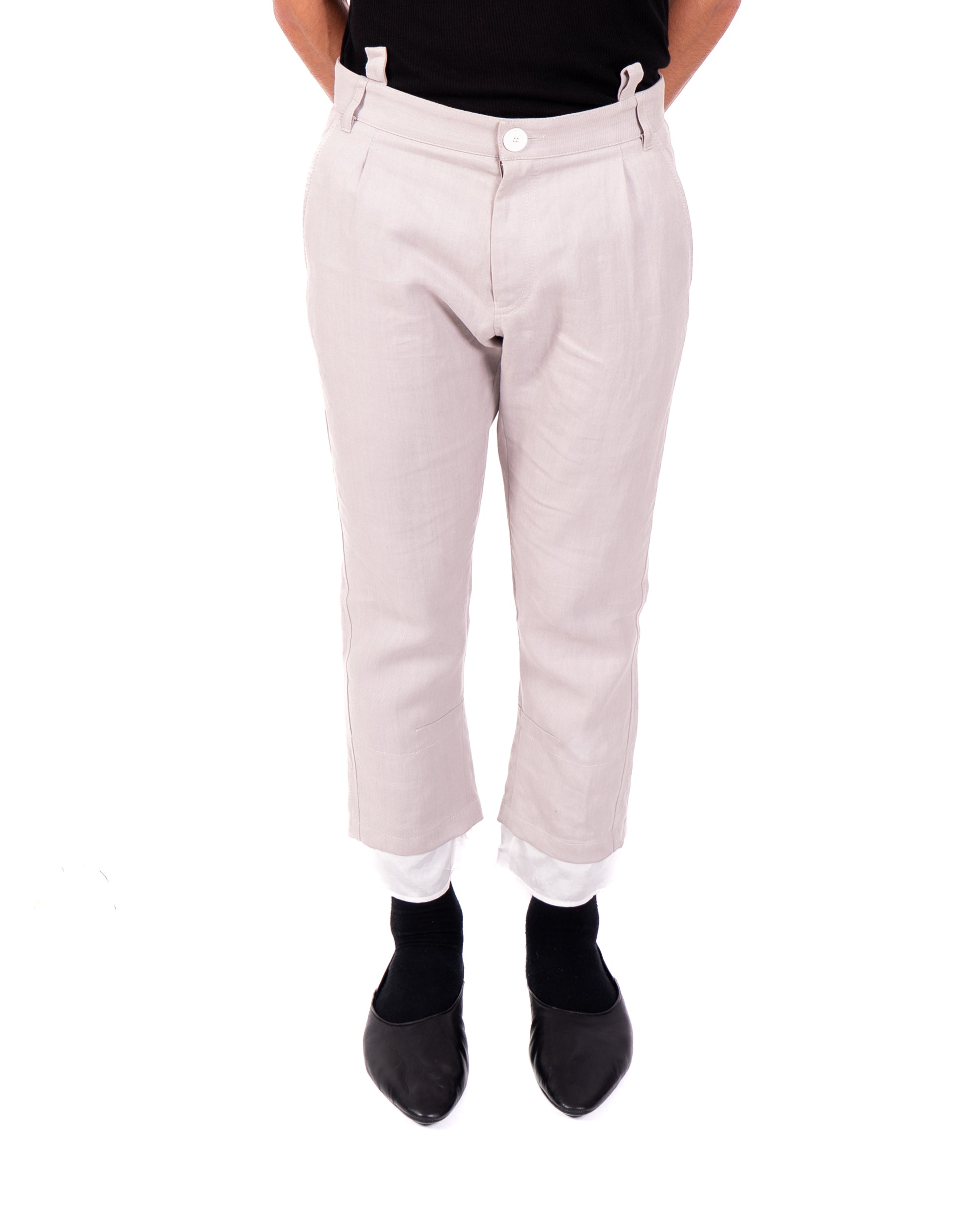 SS16 Cropped Trousers in Beige Cotton