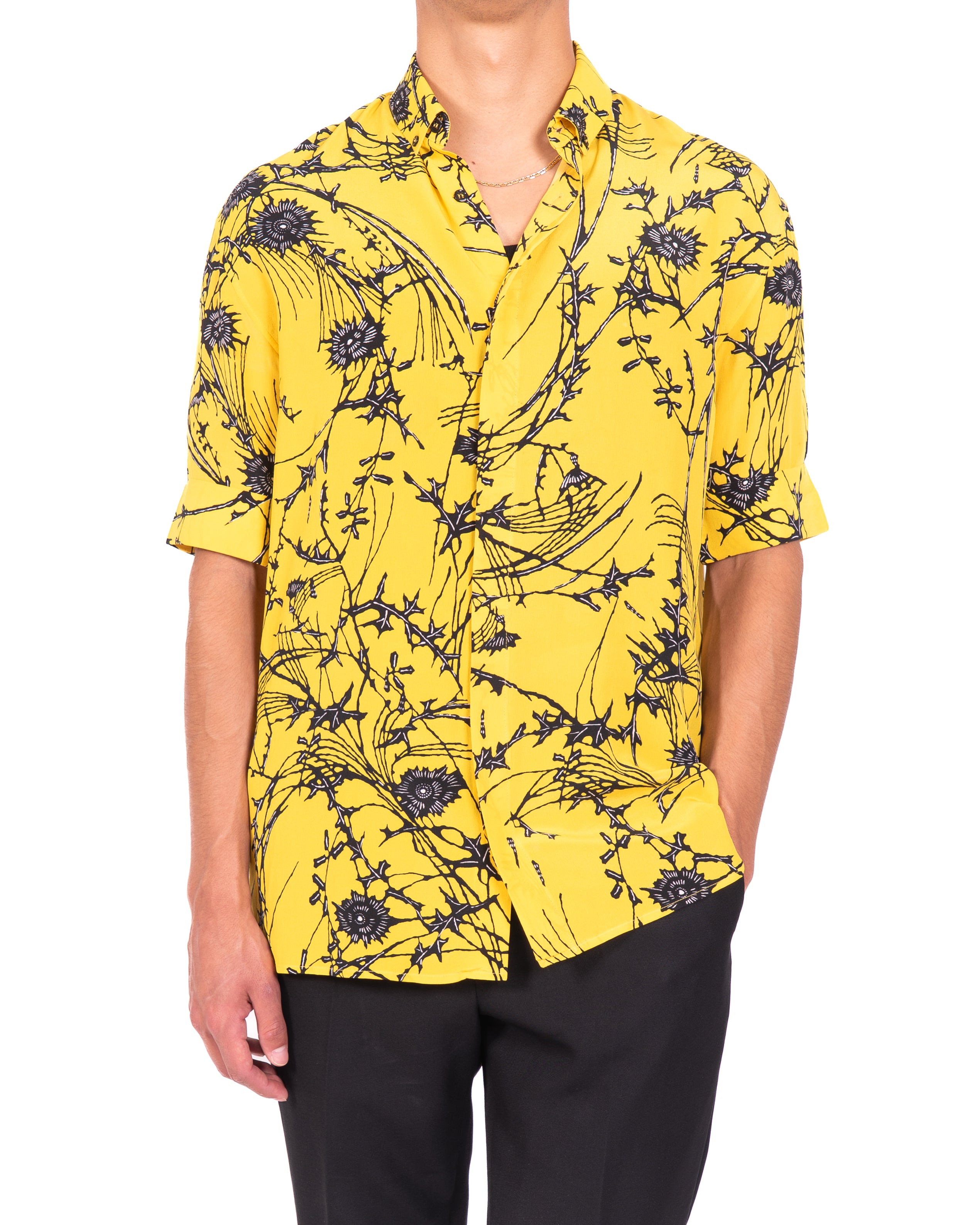 SS17 Yellow Floral Silk Shortsleeve Shirt