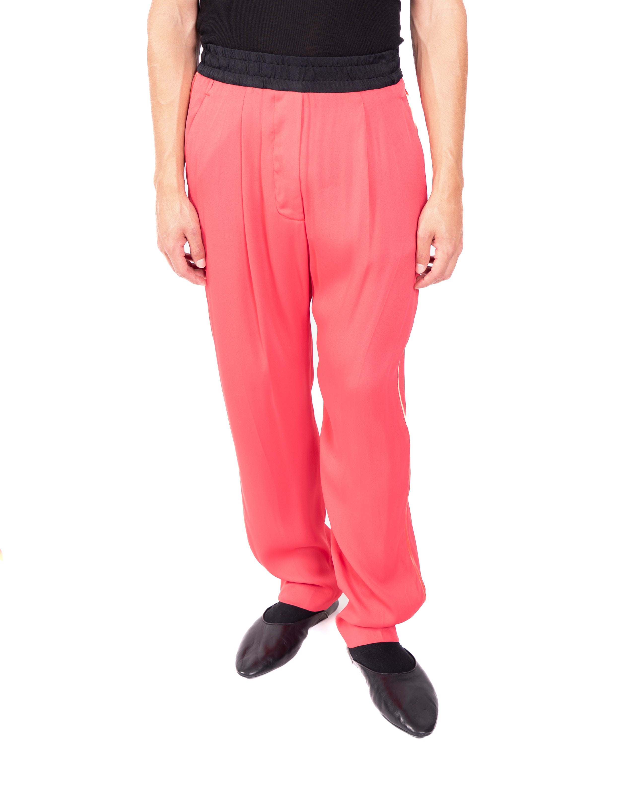 SS17 Elastic Waistband Trousers in Pink Silk