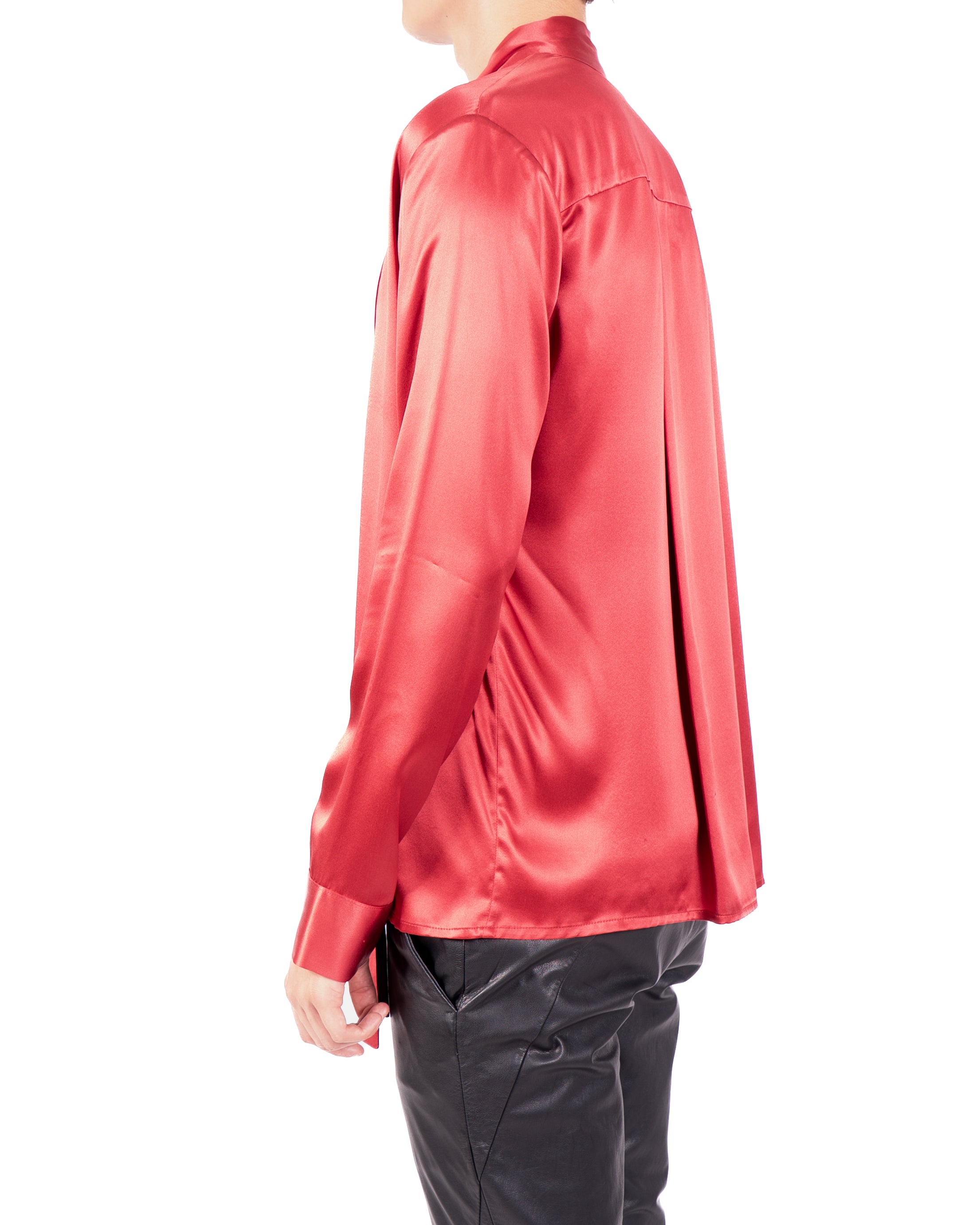 FW18 Red Silk Scarf Collar Shirt