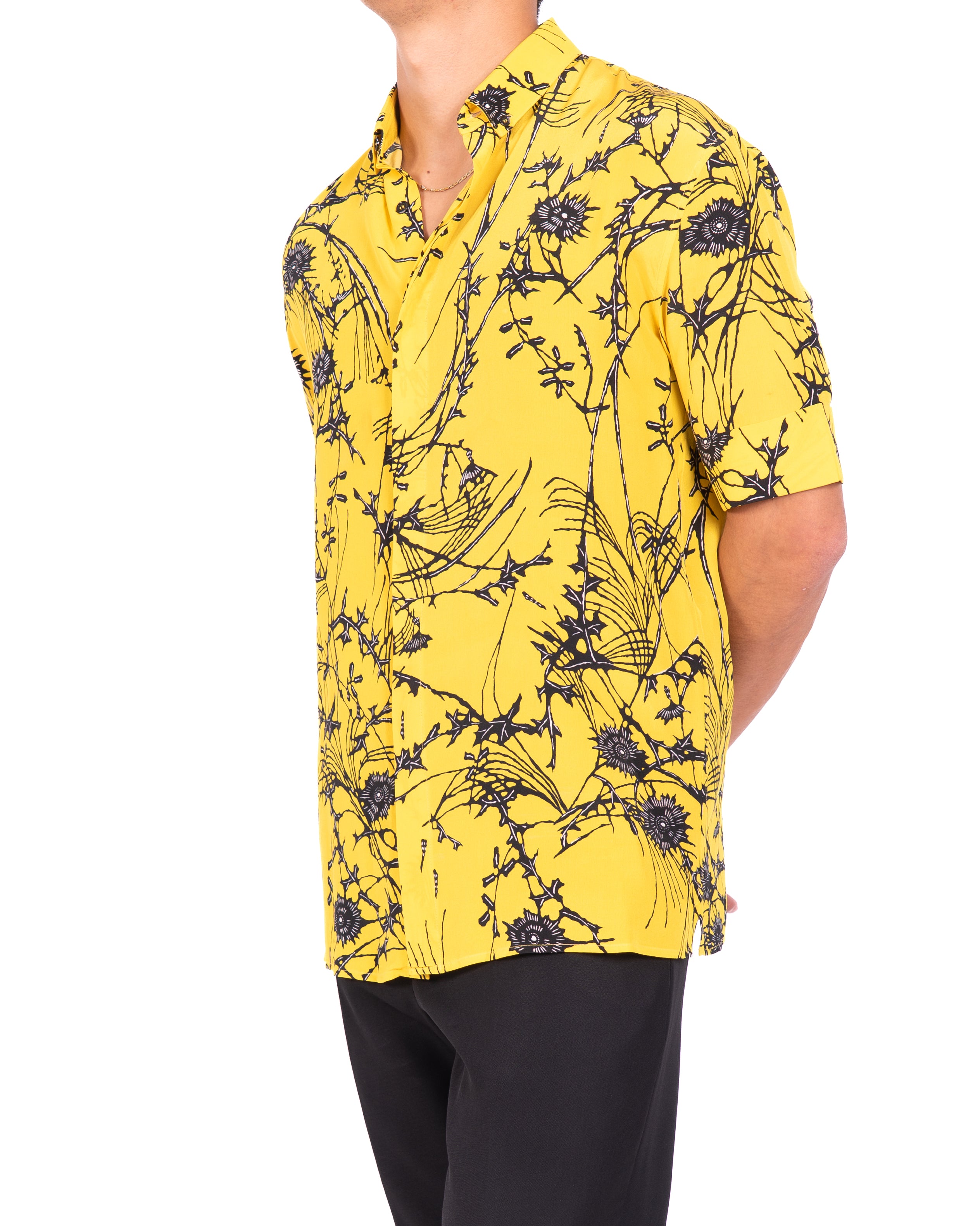 SS17 Yellow Floral Silk Shortsleeve Shirt