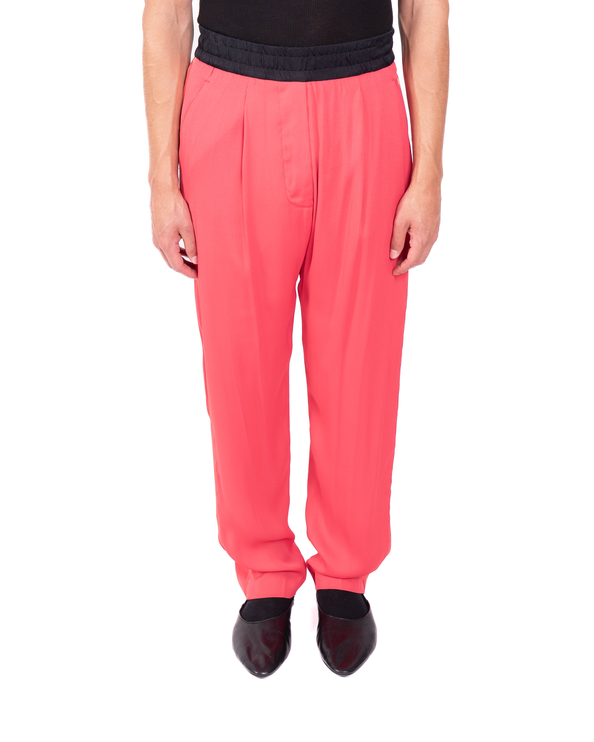 SS17 Elastic Waistband Trousers in Pink Silk
