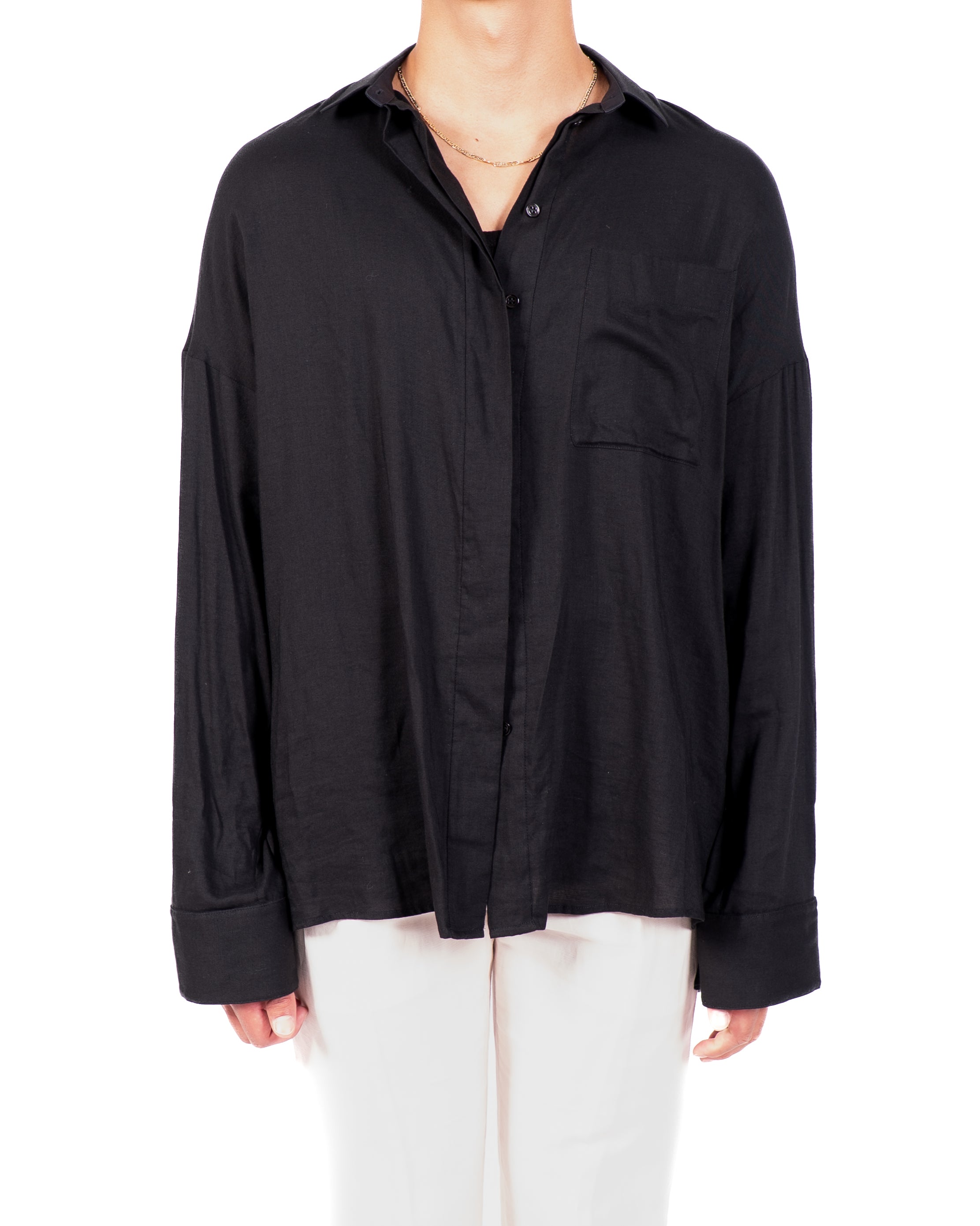 SS18 Oversized Shirt in Black Viscose