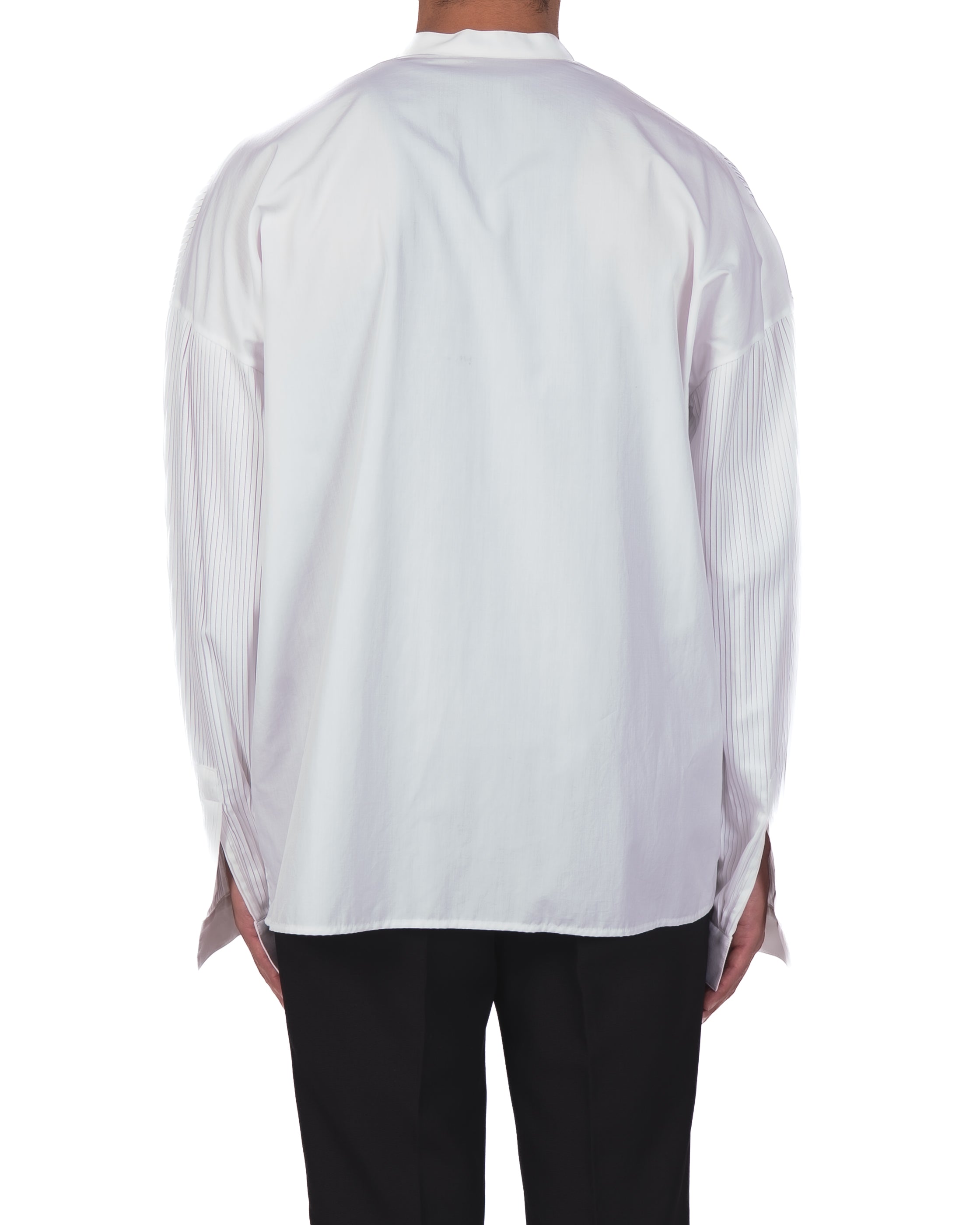 FW13 Oversized Mandarin Shirt in White Plisse Cotton