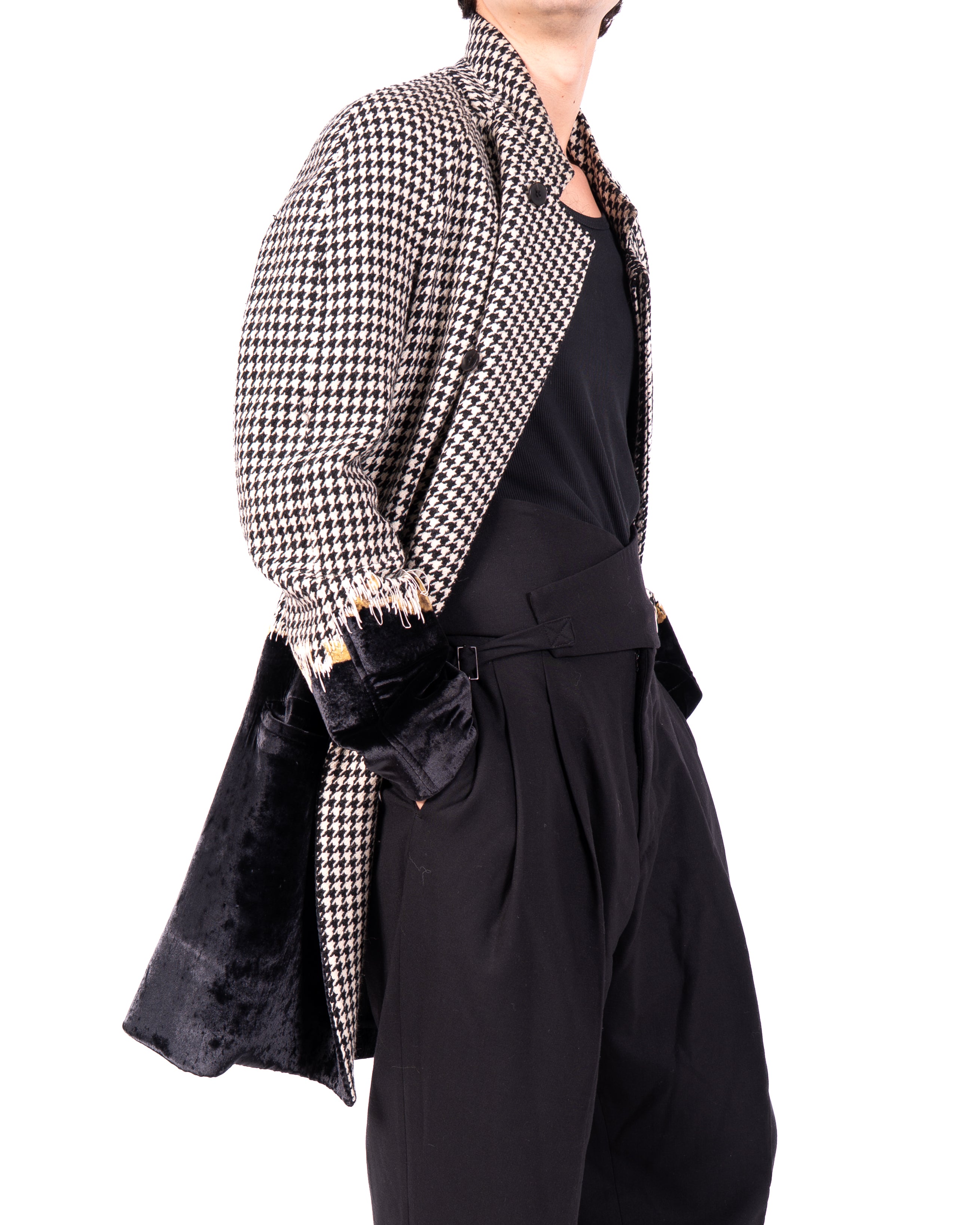 FW17 Oversized Raglan Coat in Burnt Houndstooth Wool