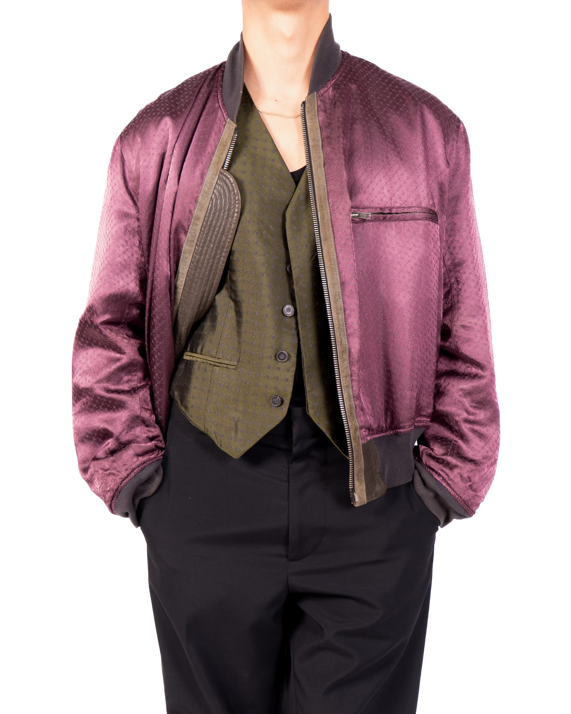 SS14 Reversible Oversized Bomber in Brown Leather