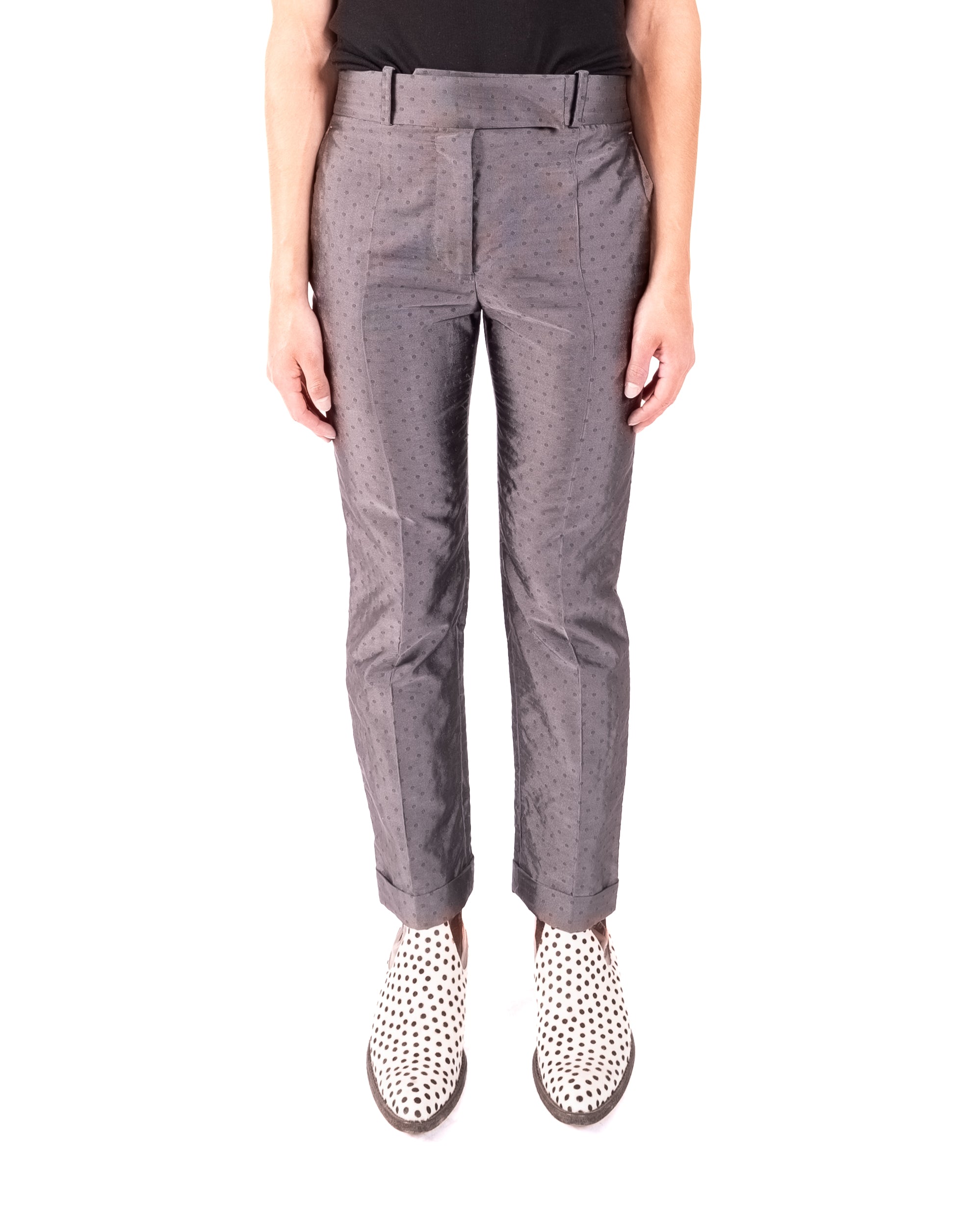 SS18 Polka Dot Trousers in Grey Silk Jacquard