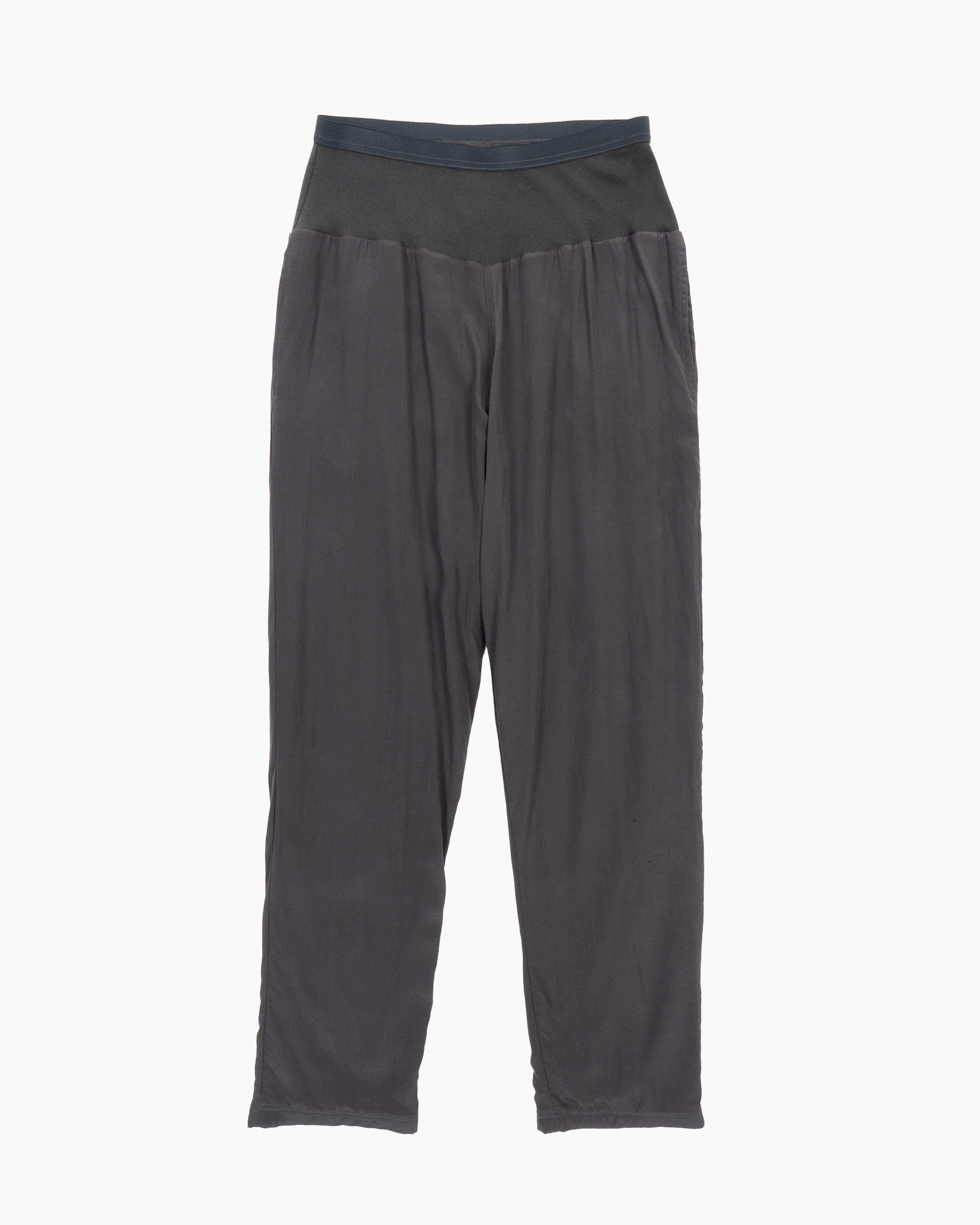 SS20 Knitted Waistband Trousers in Grey Silk