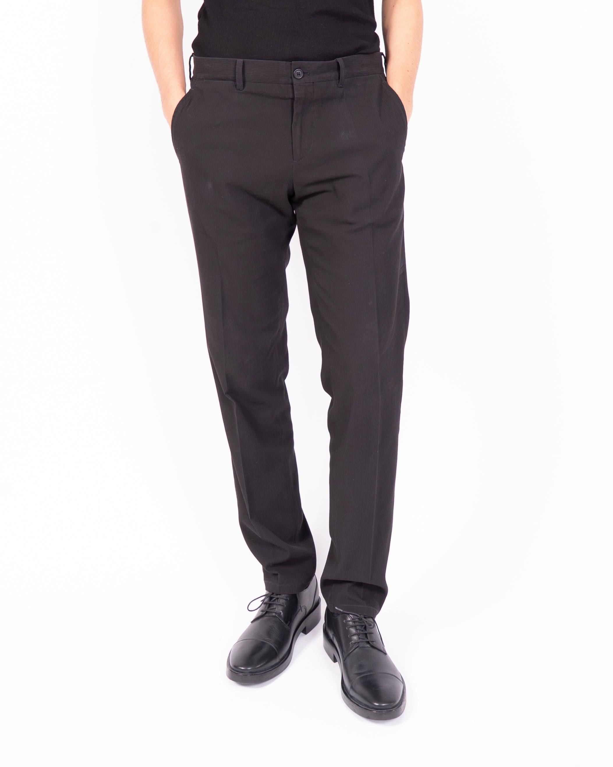 2021 Seersucker Trousers in Black Cotton