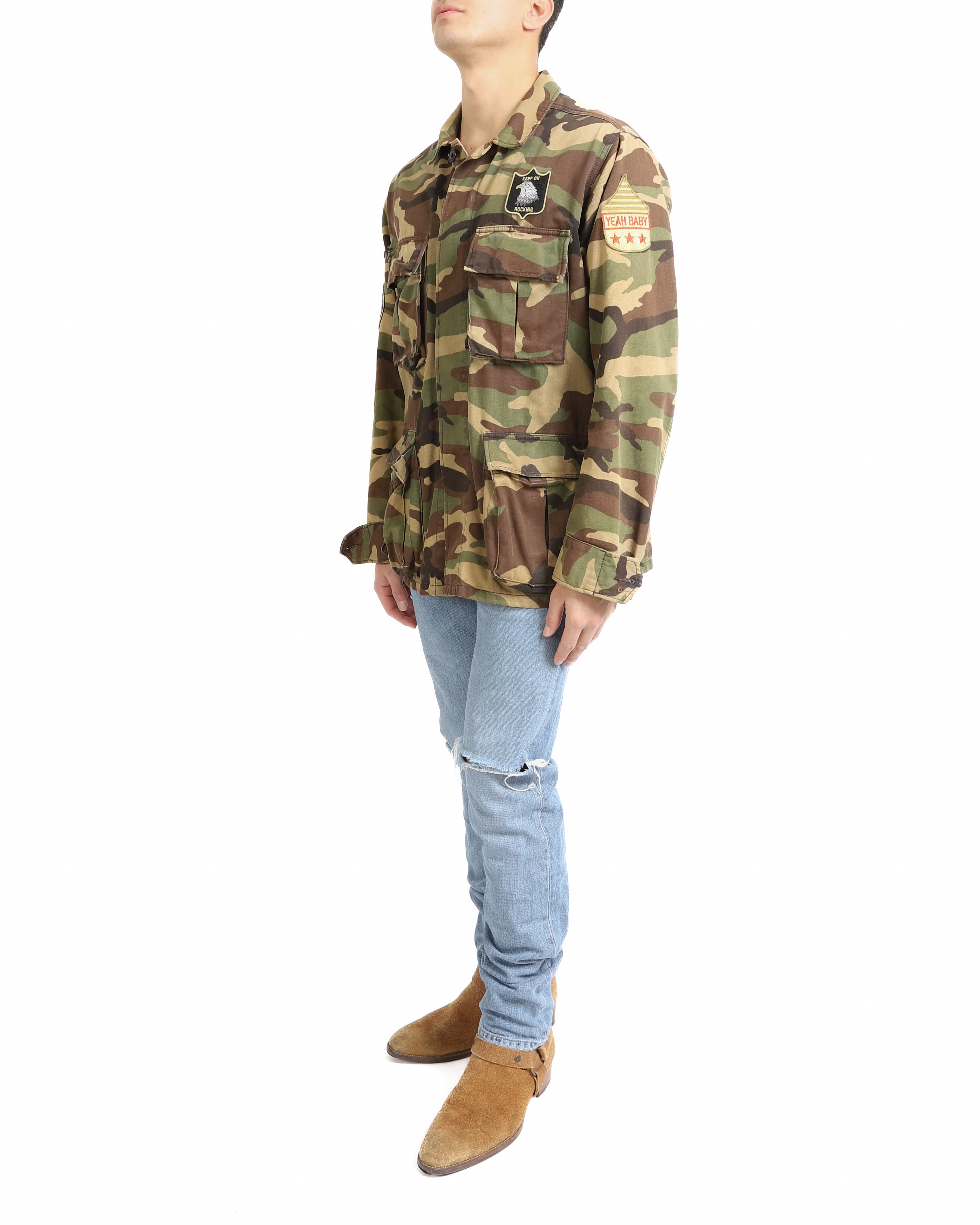 SS16 Patched Camo Jacket in Cotton