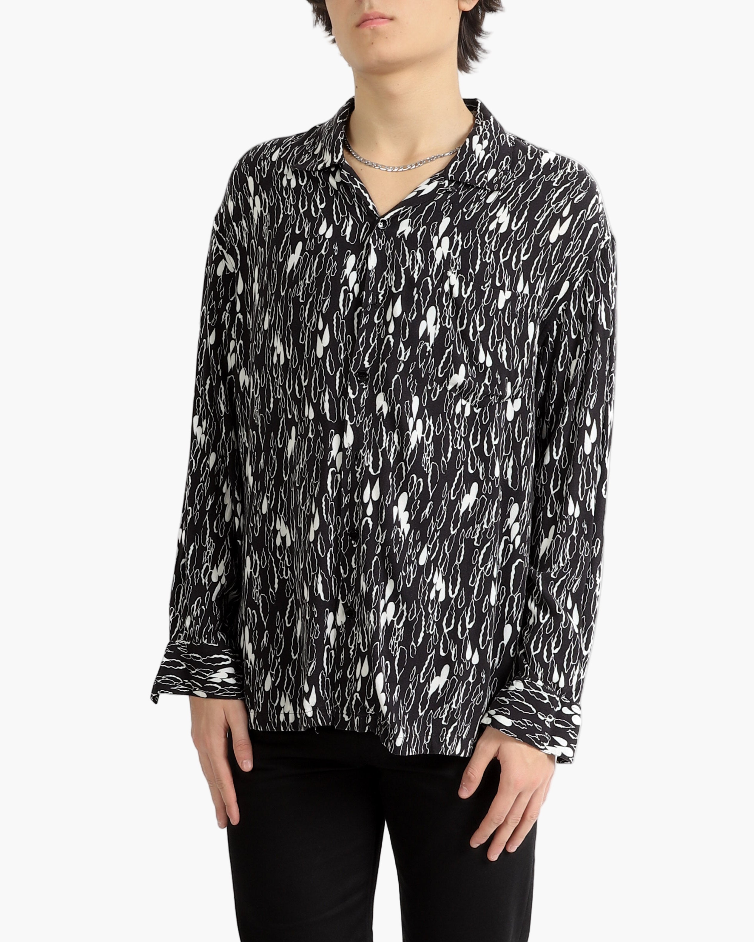 SS16 Blood Drop Print Shirt in Black & White Viscose