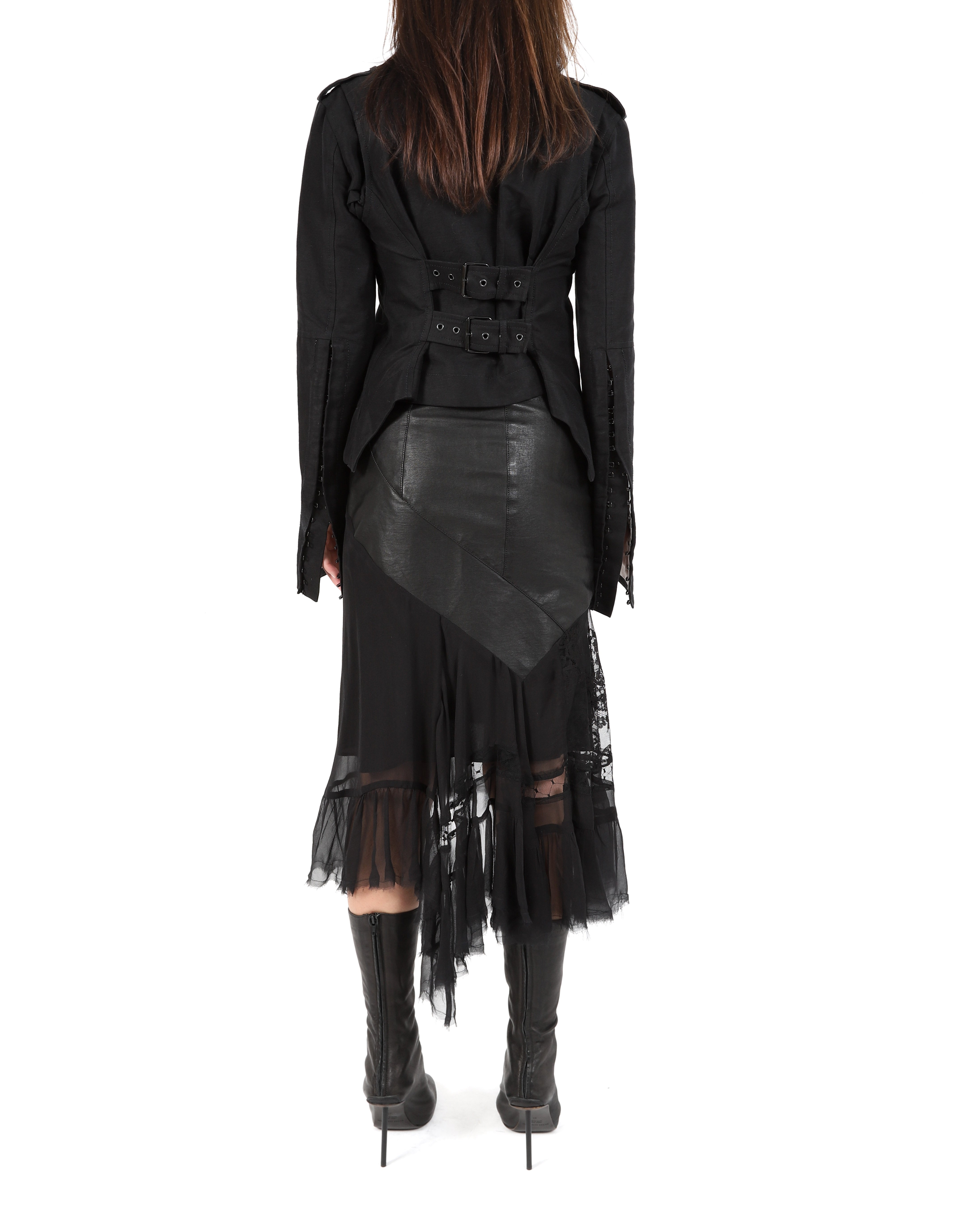 FW17 Belted Military Jacket in Black Cotton