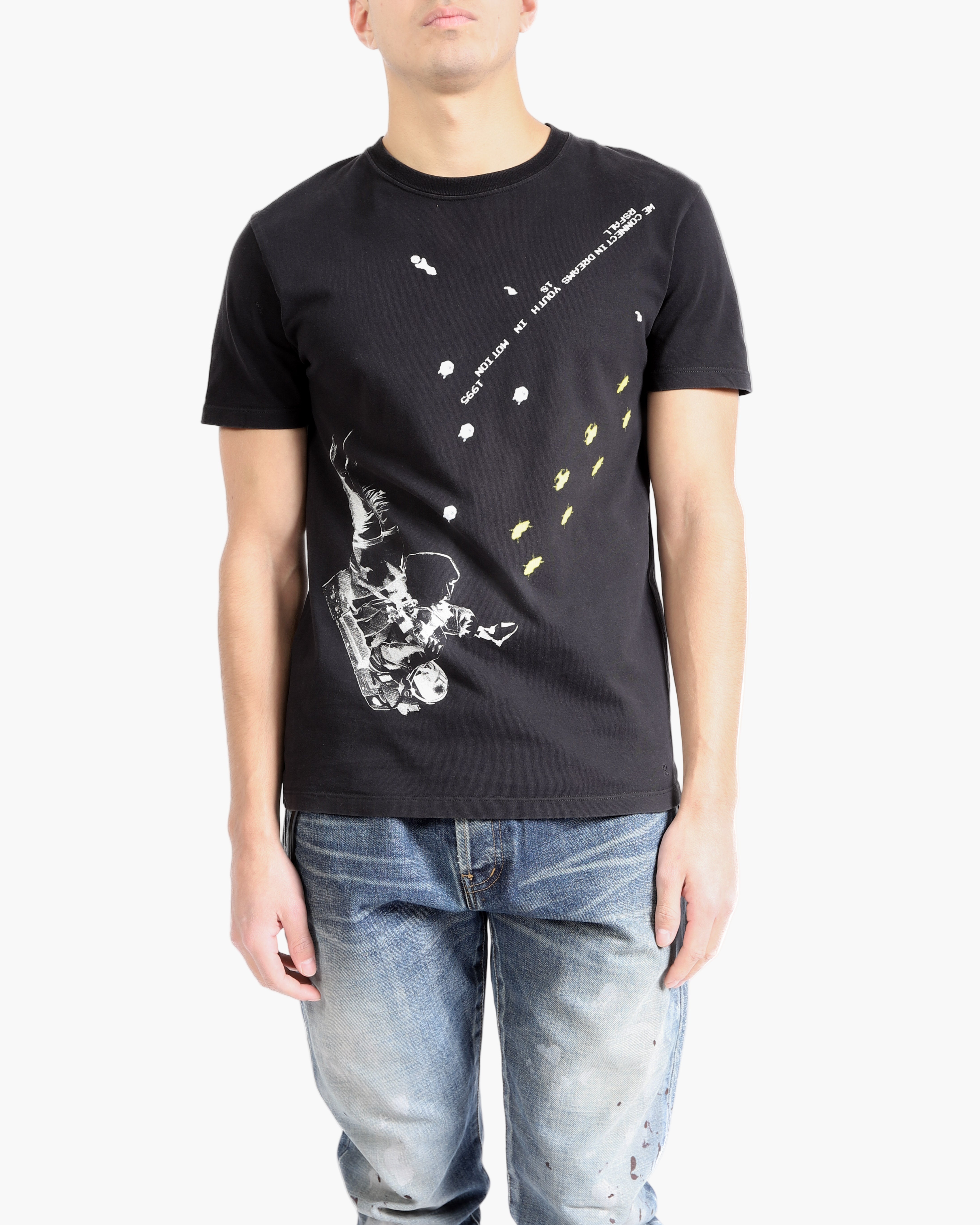 SS19 Astronaut Printed T-Shirt in Black Coton