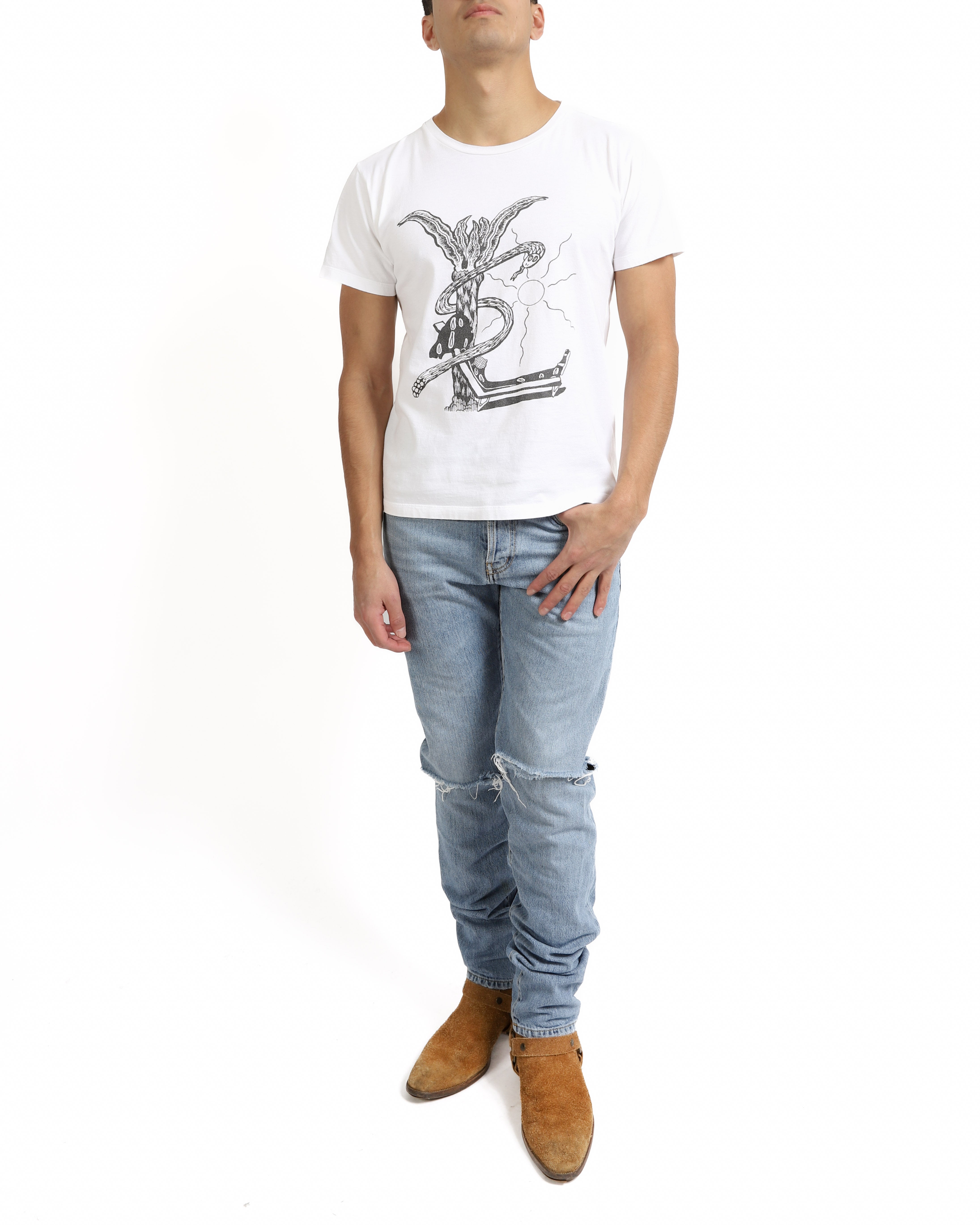 SS15 Abstract Logo T-Shirt in White Cotton