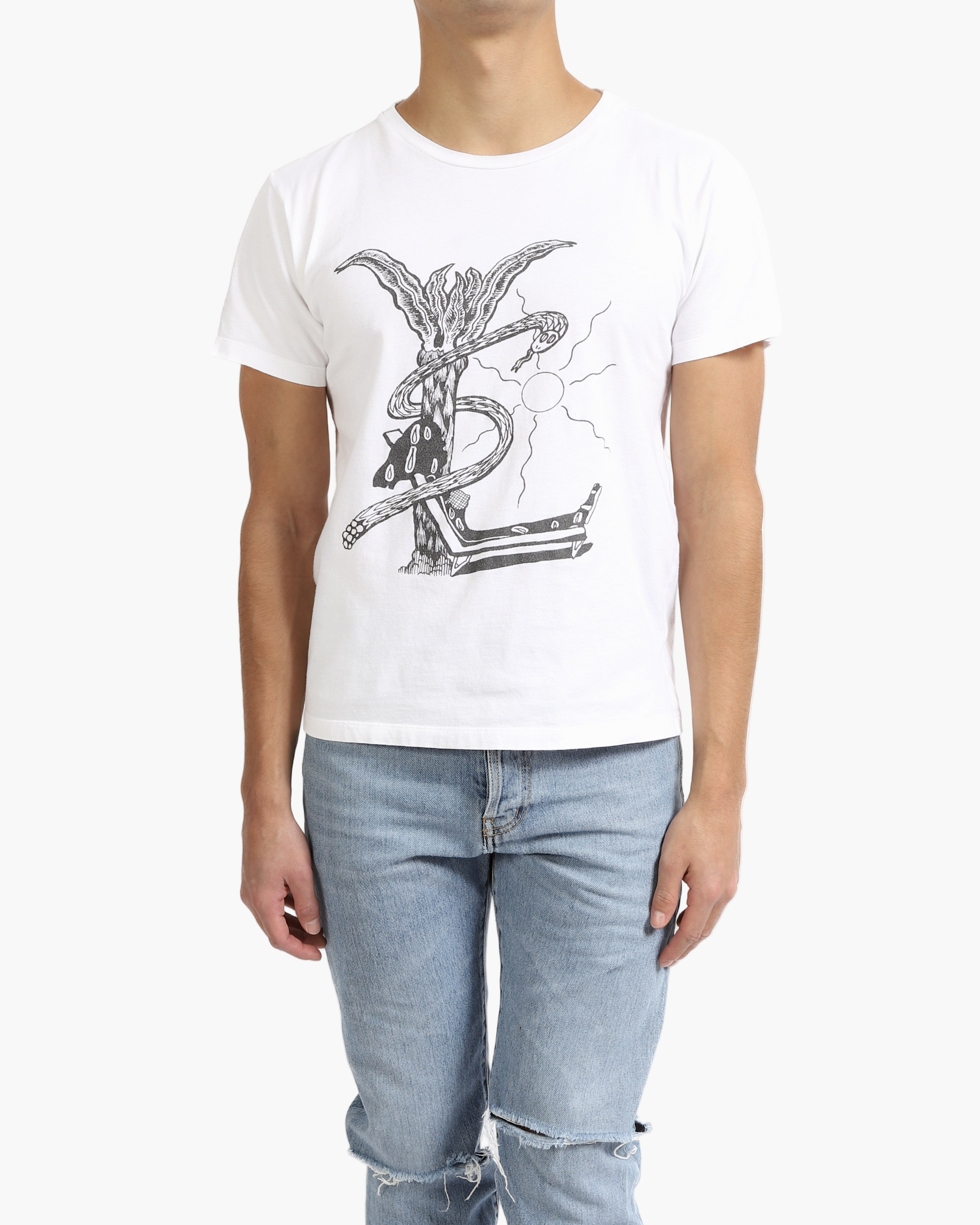 SS15 Abstract Logo T-Shirt in White Cotton