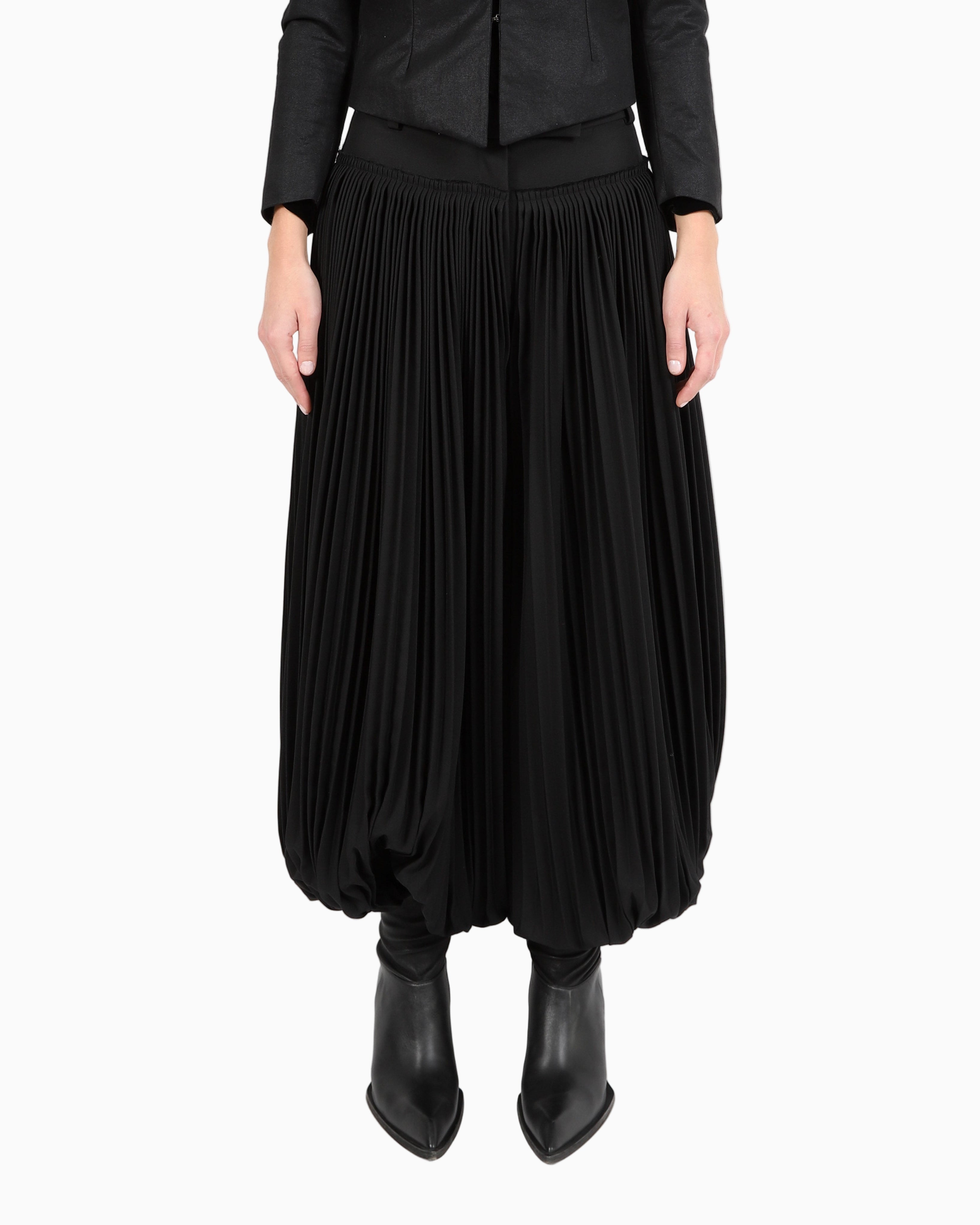 FW20 Plisse Trousers in Black Wool