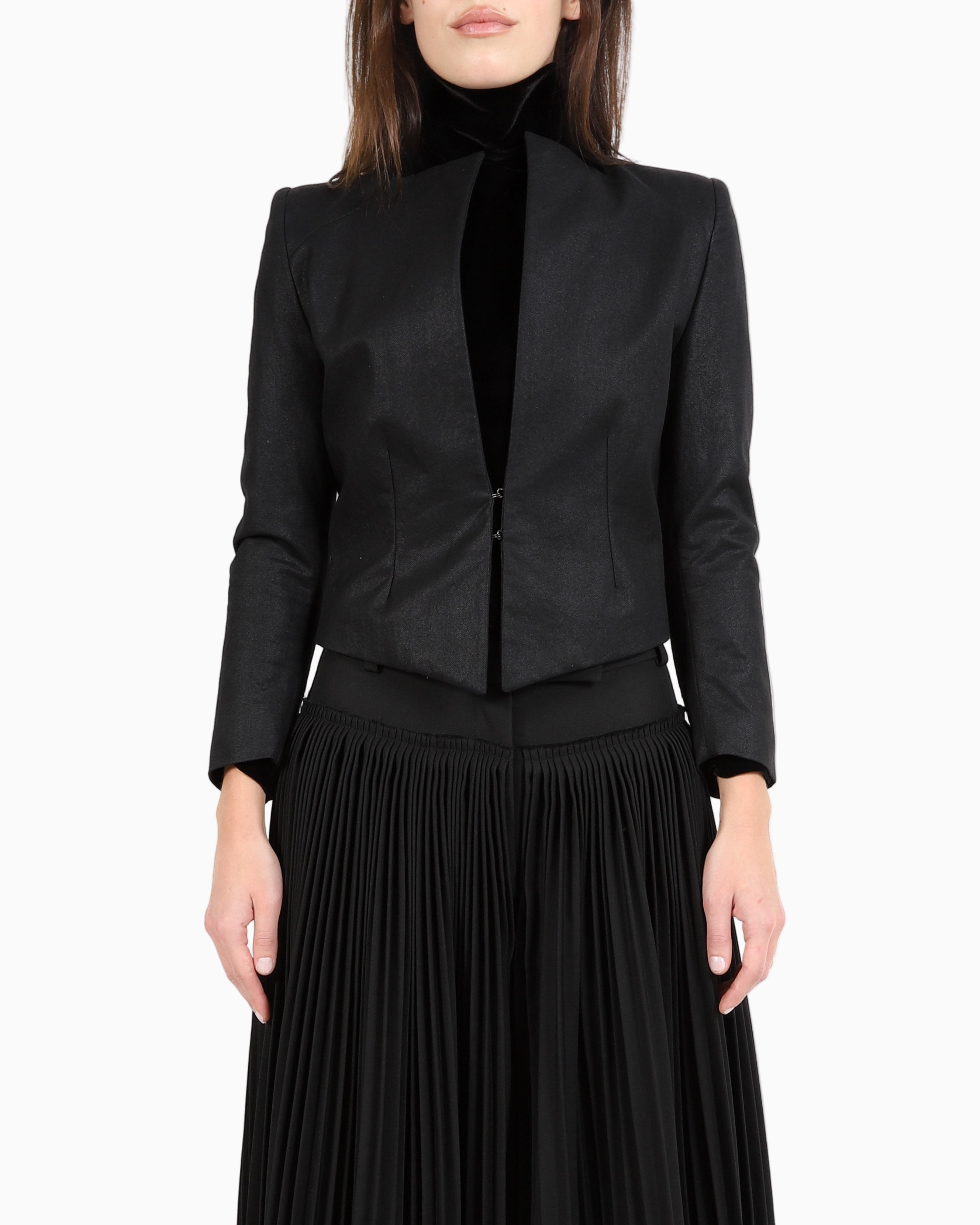 FW06 Cropped Tailored Jacket in Black Cotton