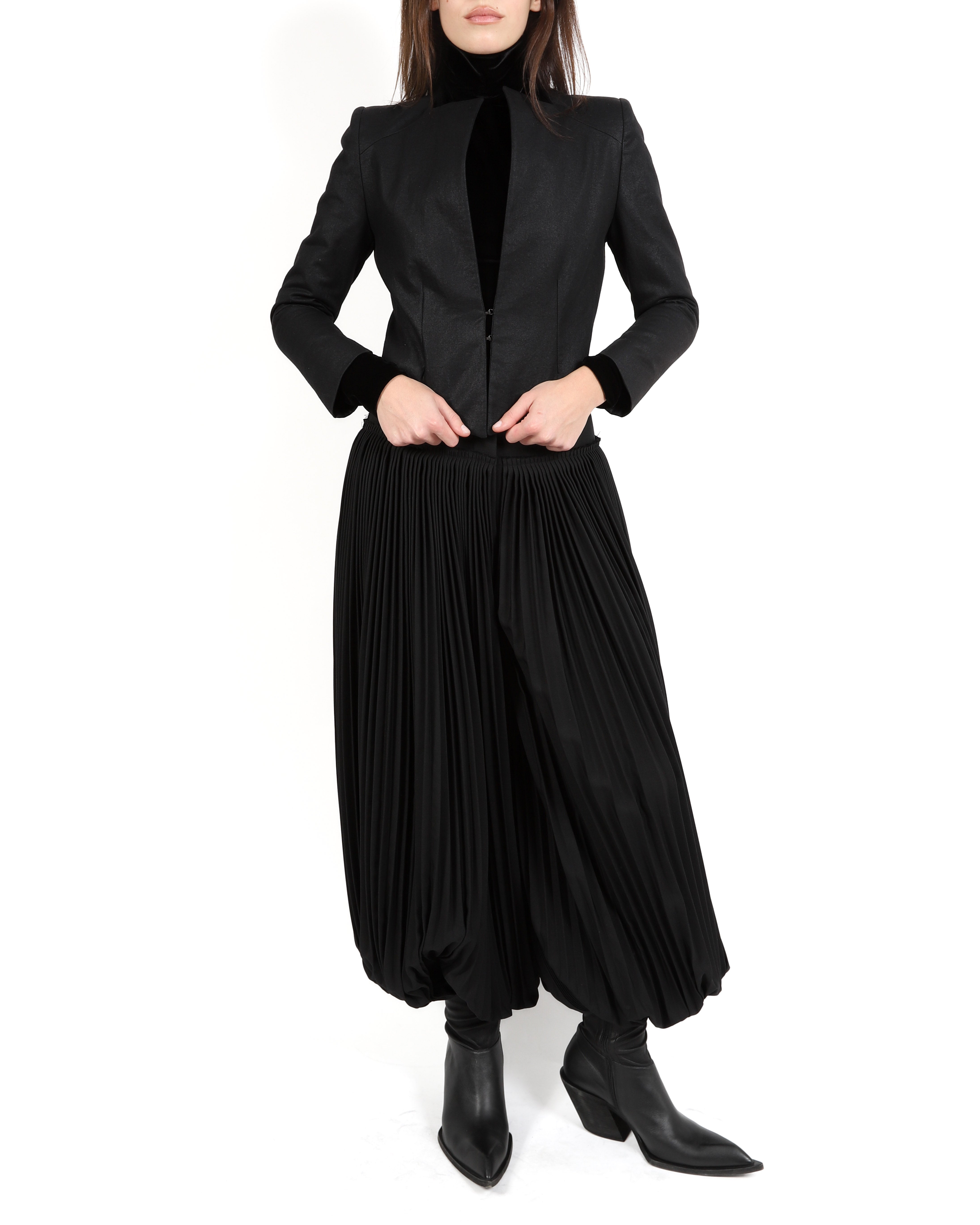 FW06 Cropped Tailored Jacket in Black Cotton