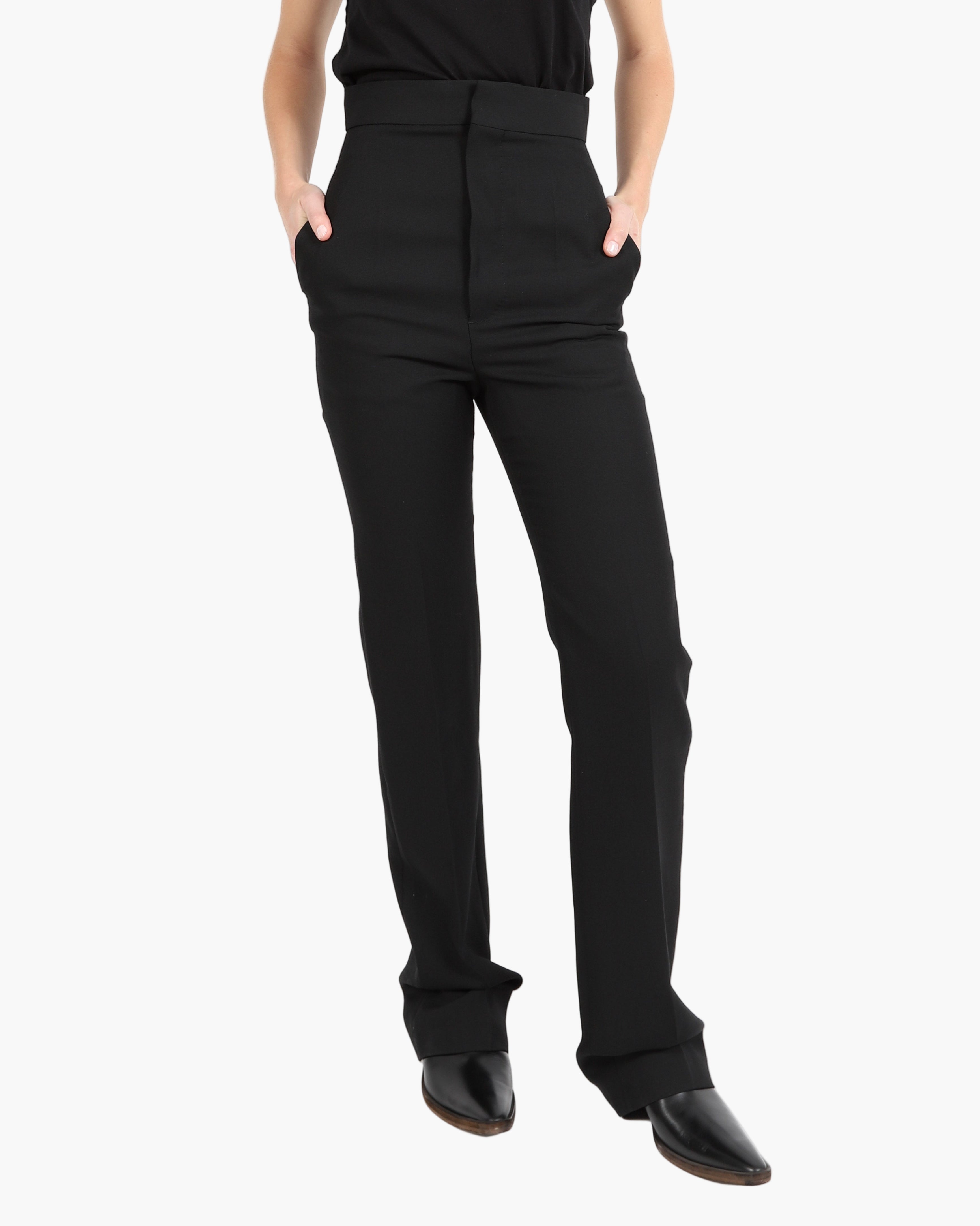 FW20 High Waist Trousers in Black Wool