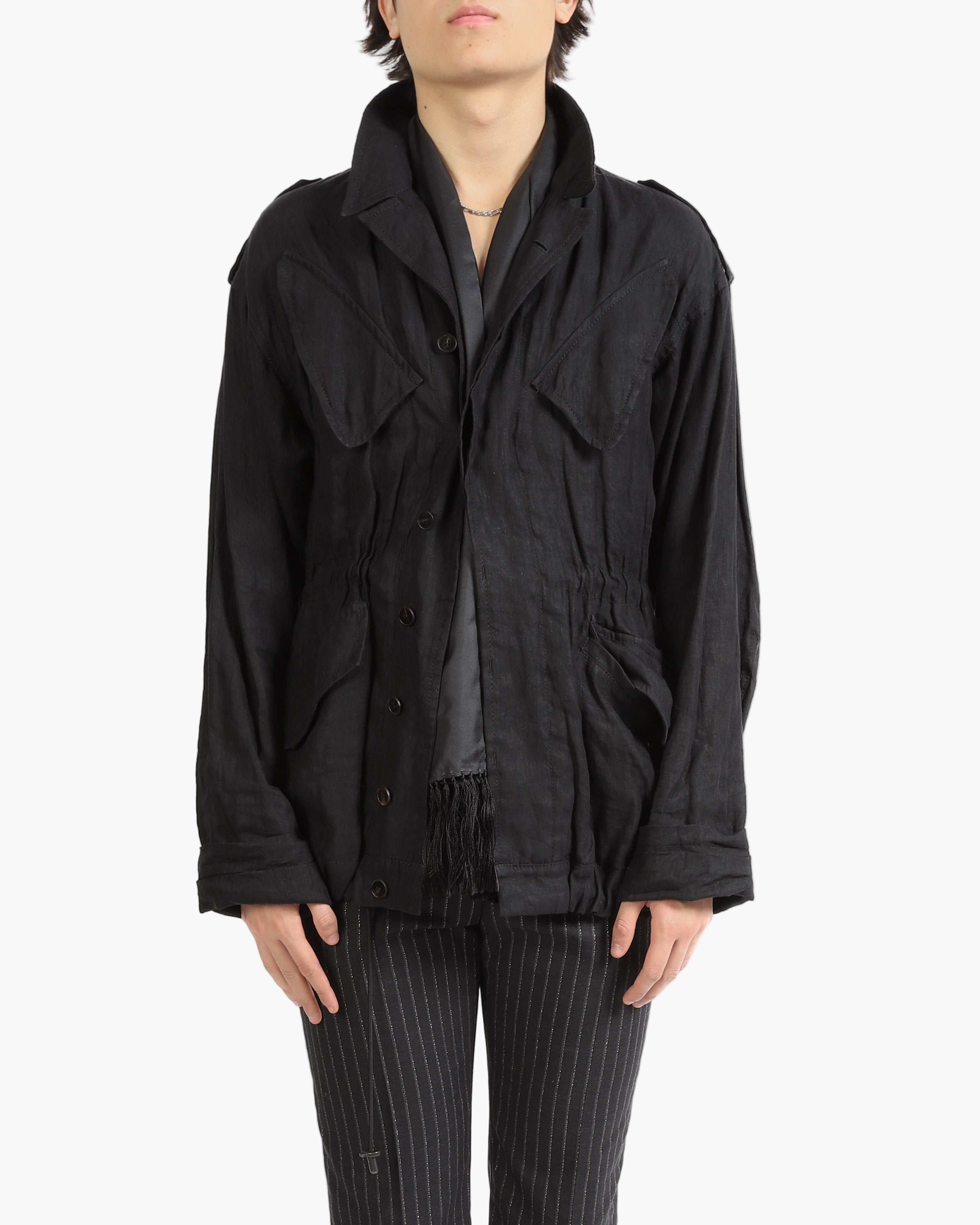 SS16 Safari Jacket in Black Waxed Linen