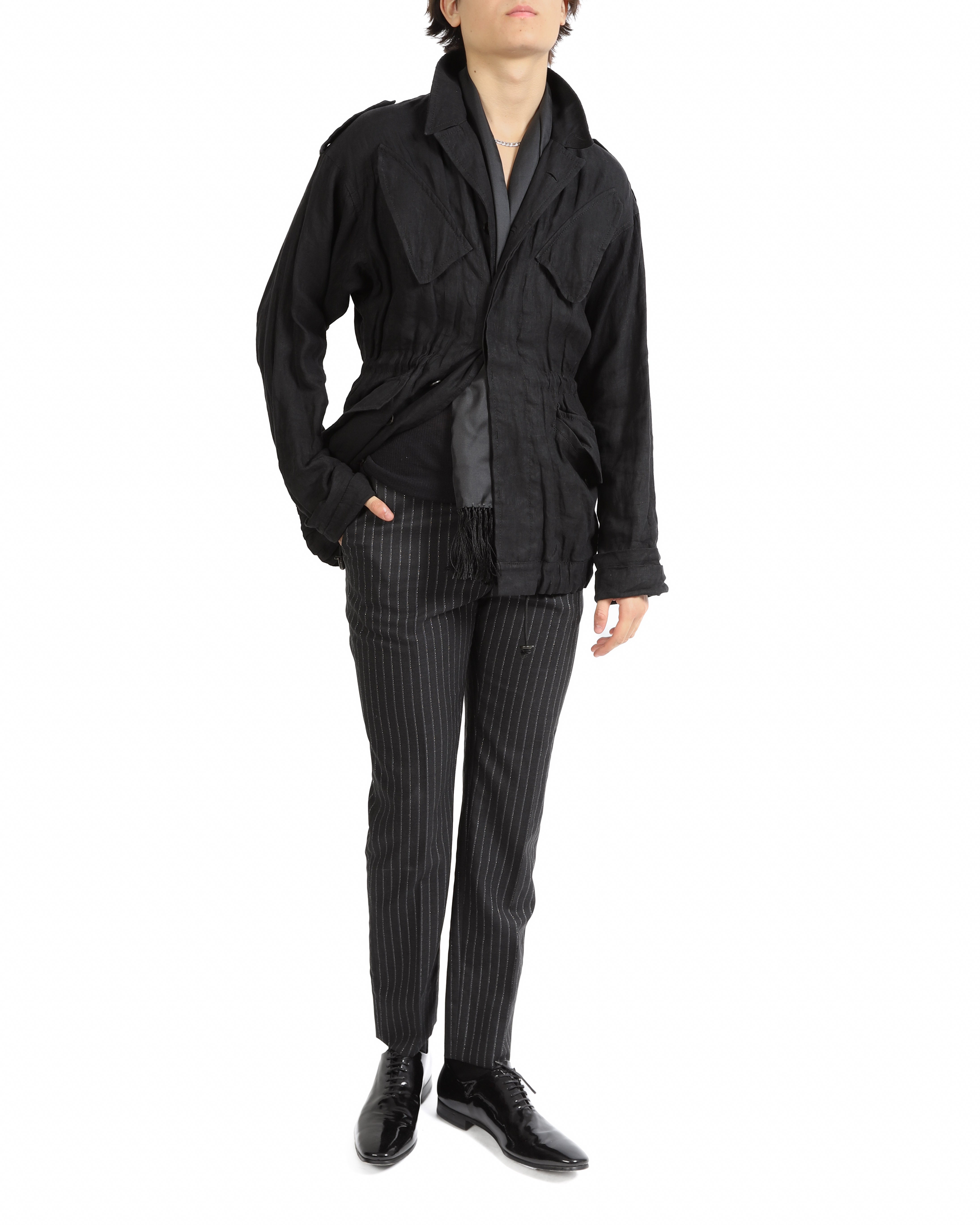 SS16 Safari Jacket in Black Waxed Linen