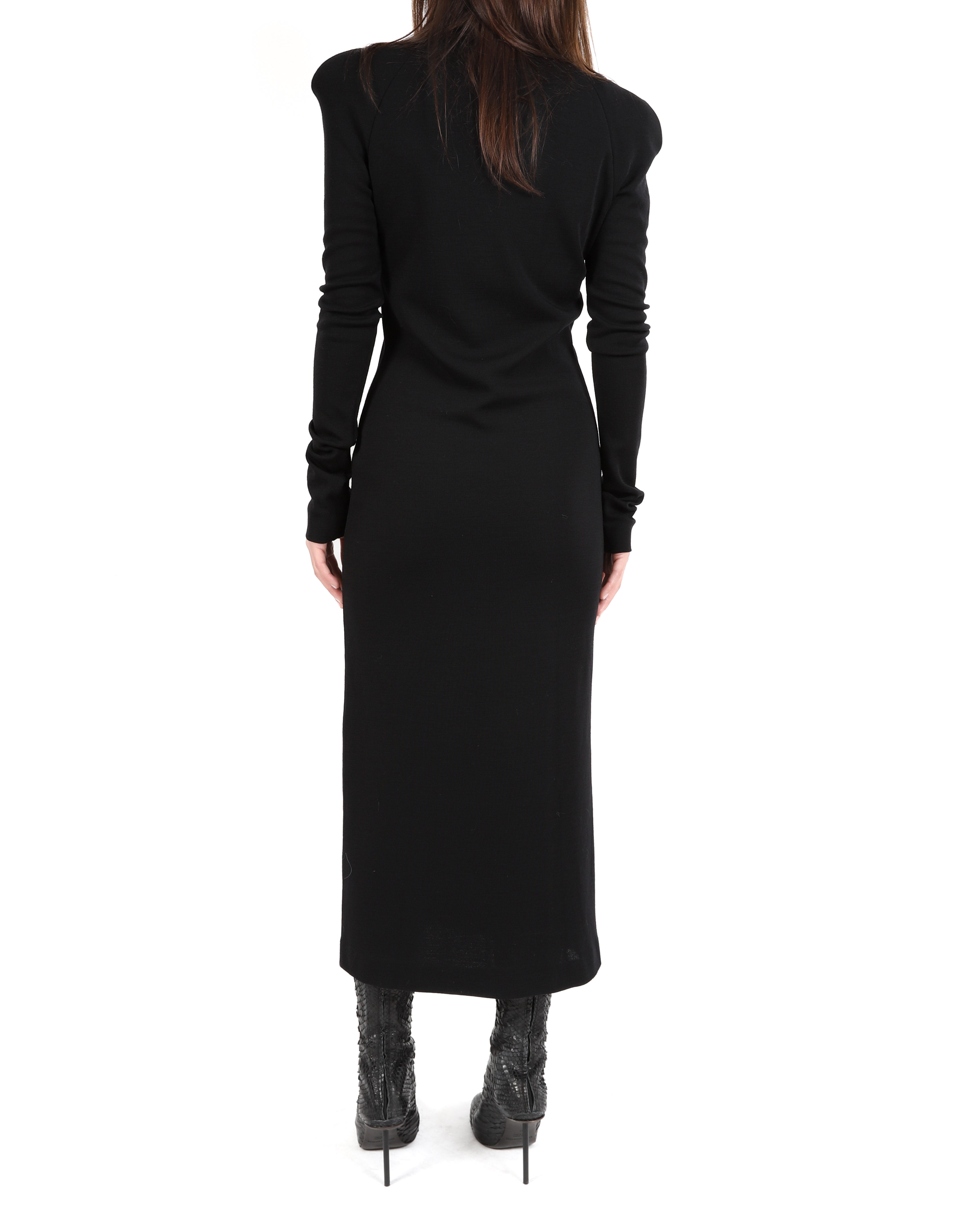 FW17 3D Turtleneck Maxi Dress in Black Wool
