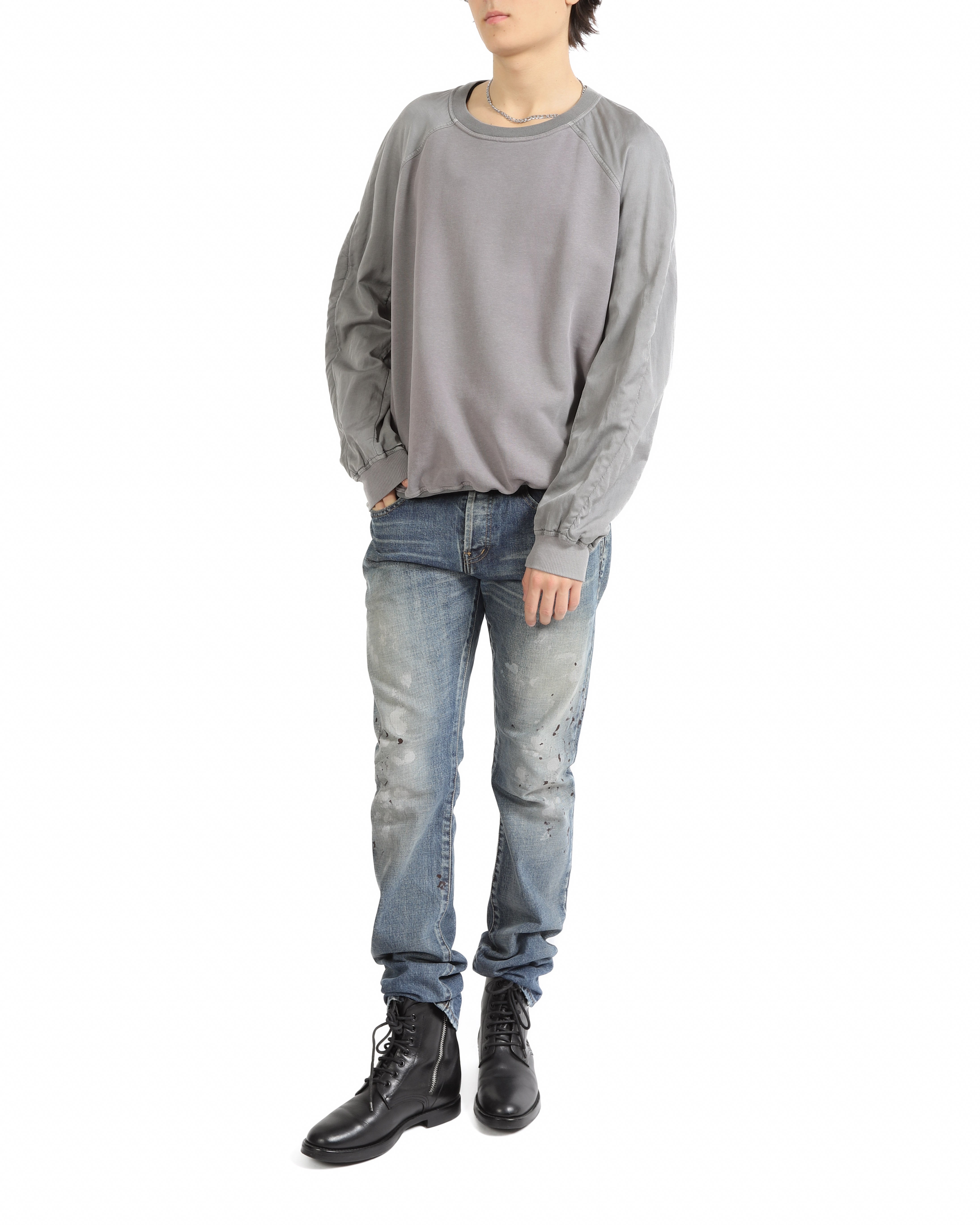 SS15 Oversized Sweatshirt in Purple/Grey Cotton & Viscose