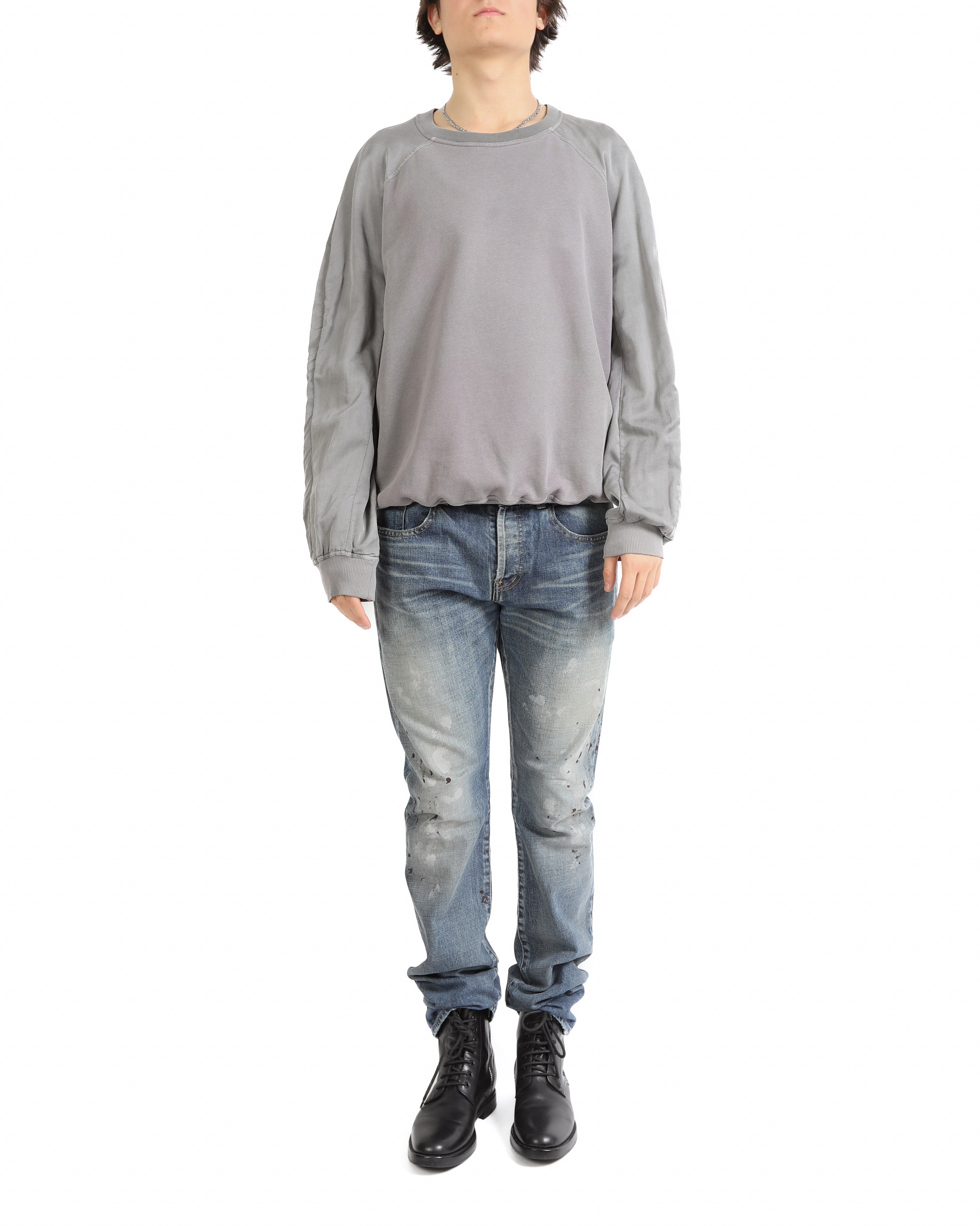 FW18 Silm Fit Paint Splatter Jeans in Washed Denim