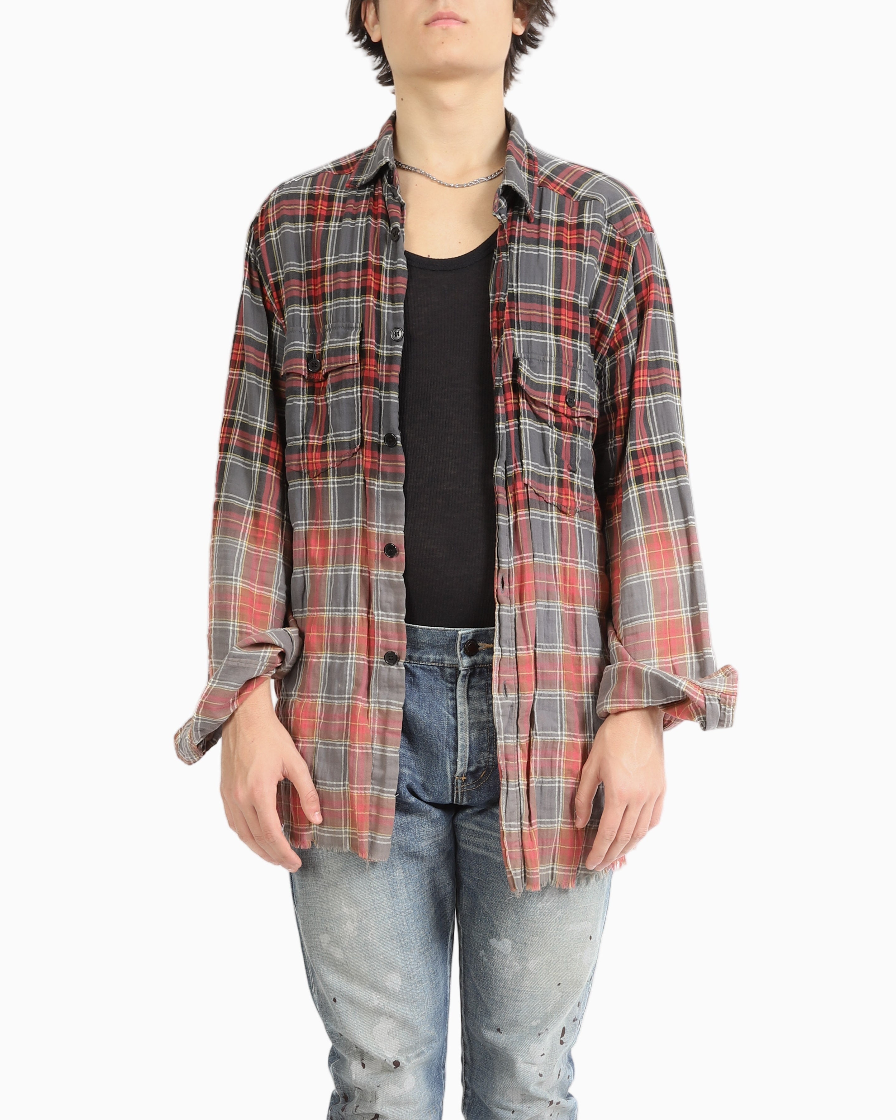 SS16 Distressed Flannel in Bleached Red Wool
