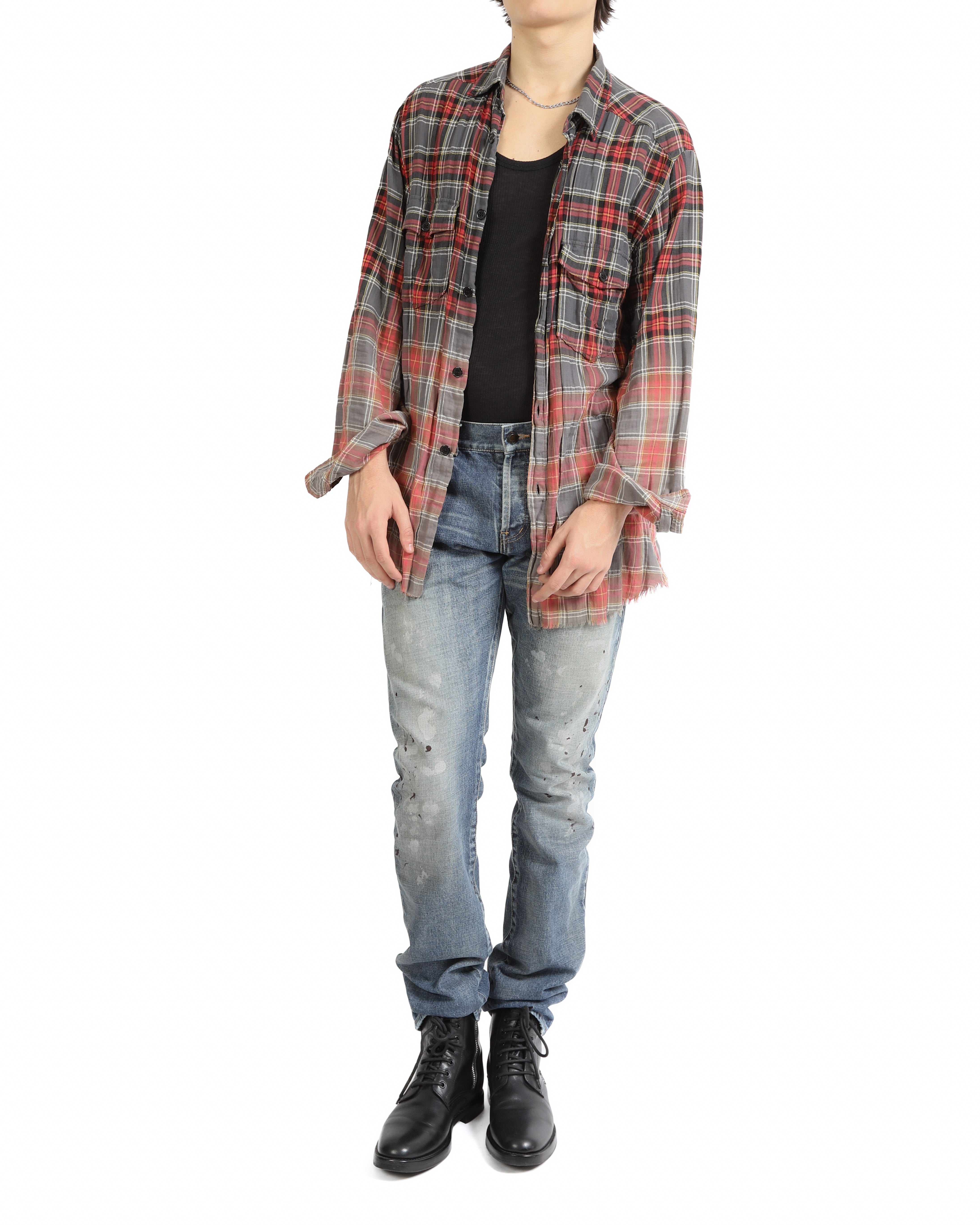 SS16 Distressed Flannel in Bleached Red Wool