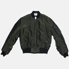 Load image into Gallery viewer, Green Satin Bomber Jacket