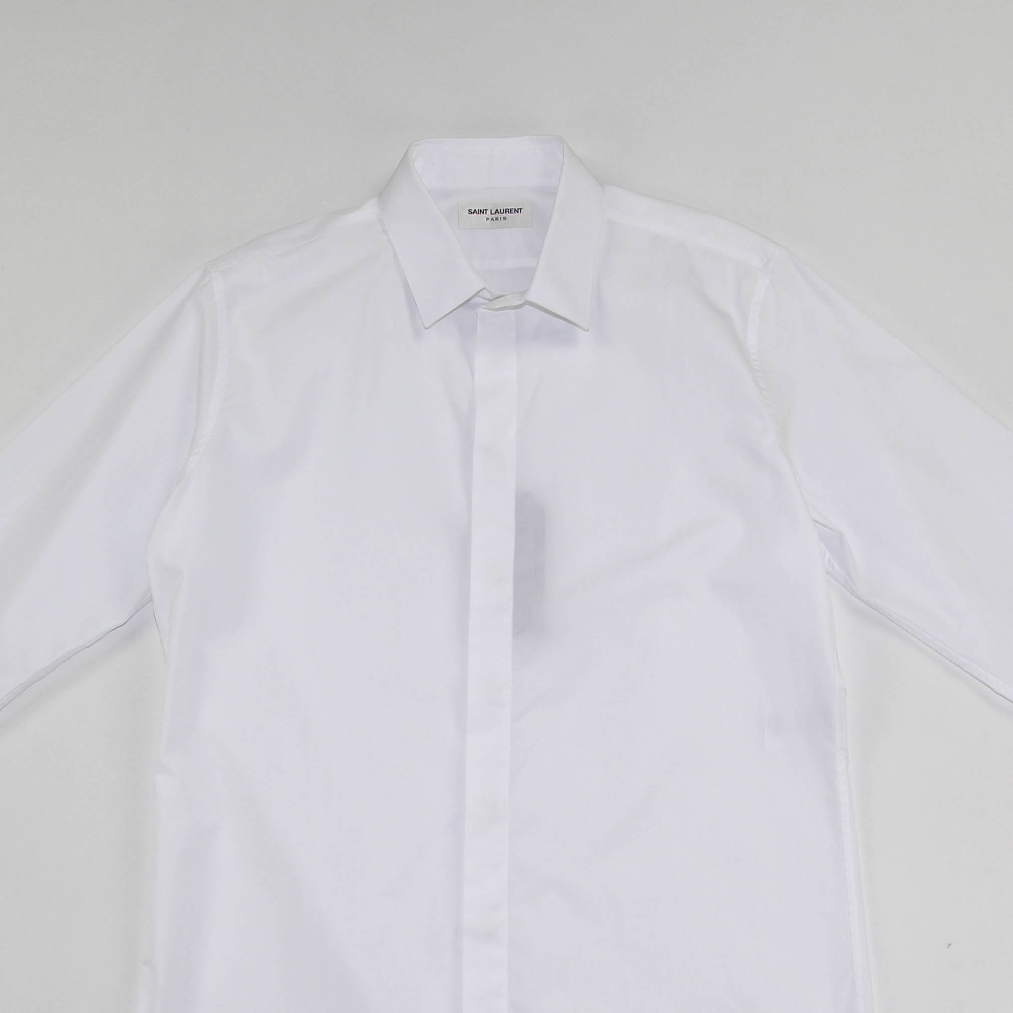 White Yves Collar Dress Shirt