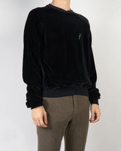 Load image into Gallery viewer, FW20 Black Embroidered Velvet Crewneck