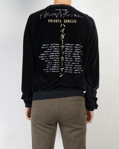 FW20 Black Embroidered Velvet Crewneck