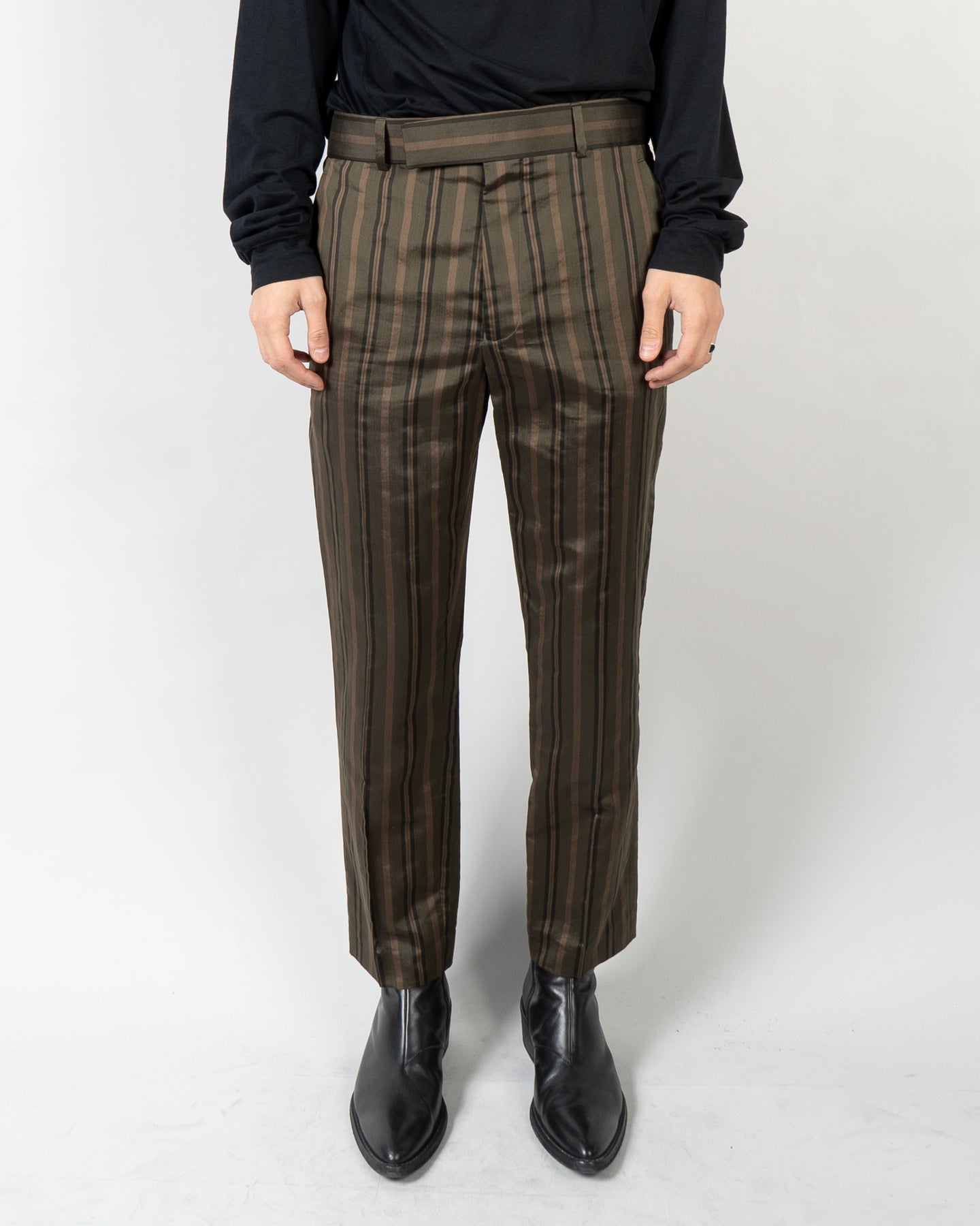 SS20 Green Striped Viscose Trousers
