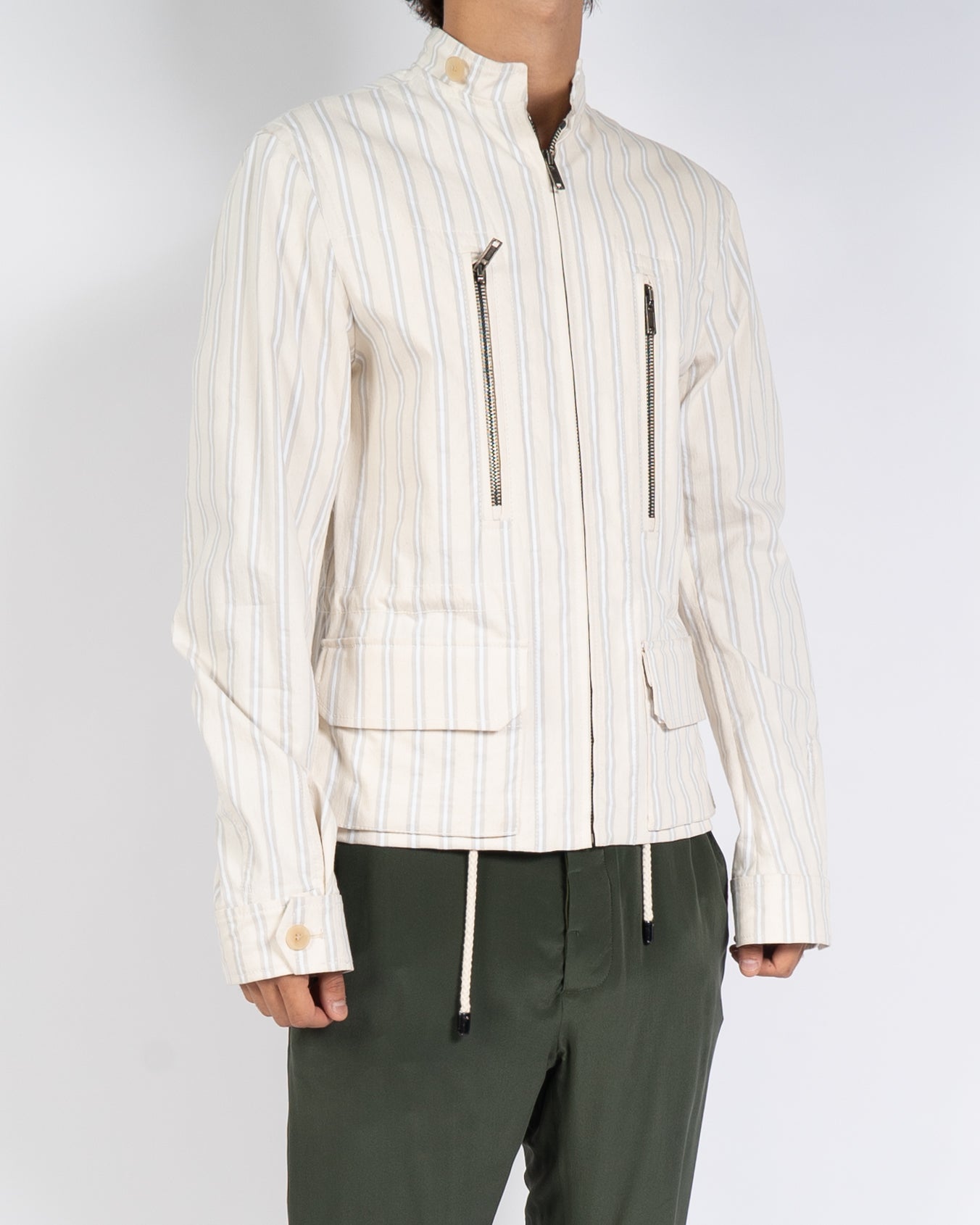 SS16 Beige Striped Cotton Jacket