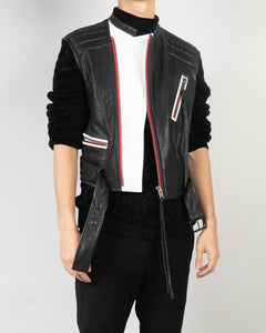 SS17 Black Leather Biker Waistcoat