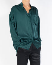 Load image into Gallery viewer, FW14 Green Oversized Mandarin Silk Shirt