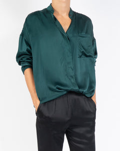 FW14 Green Oversized Mandarin Silk Shirt