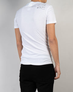 FW20 White Cotton Slim Fit Printed T-Shirt